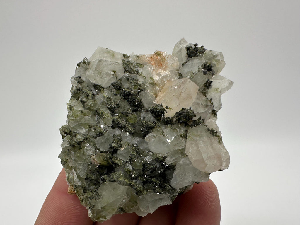Rare Green Epidote with Quartz Crystals: Eastern Anatolian Mineral Decor