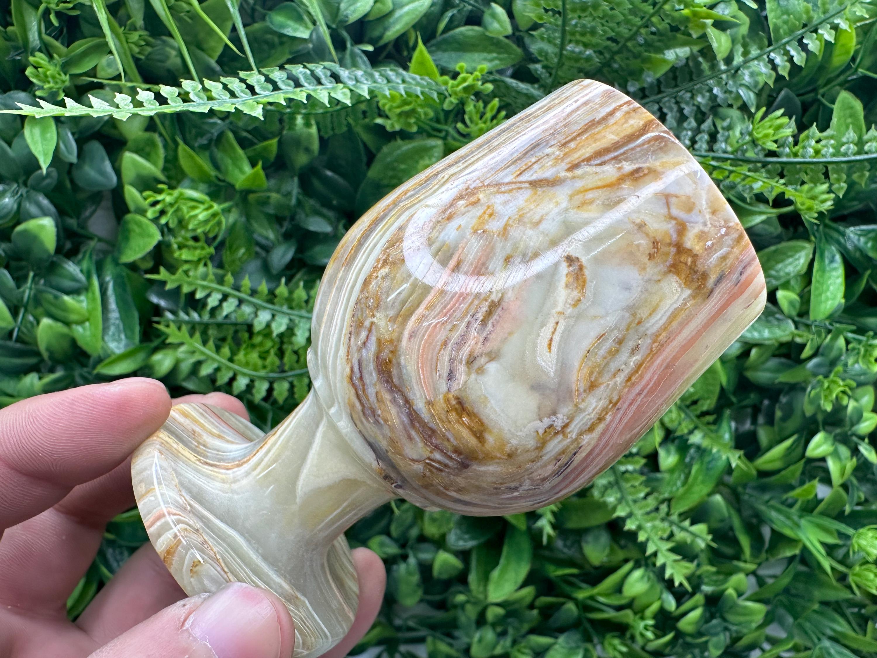 Vintage Onyx Wine Cup: Natural Stone Cordial Glass (10cm)