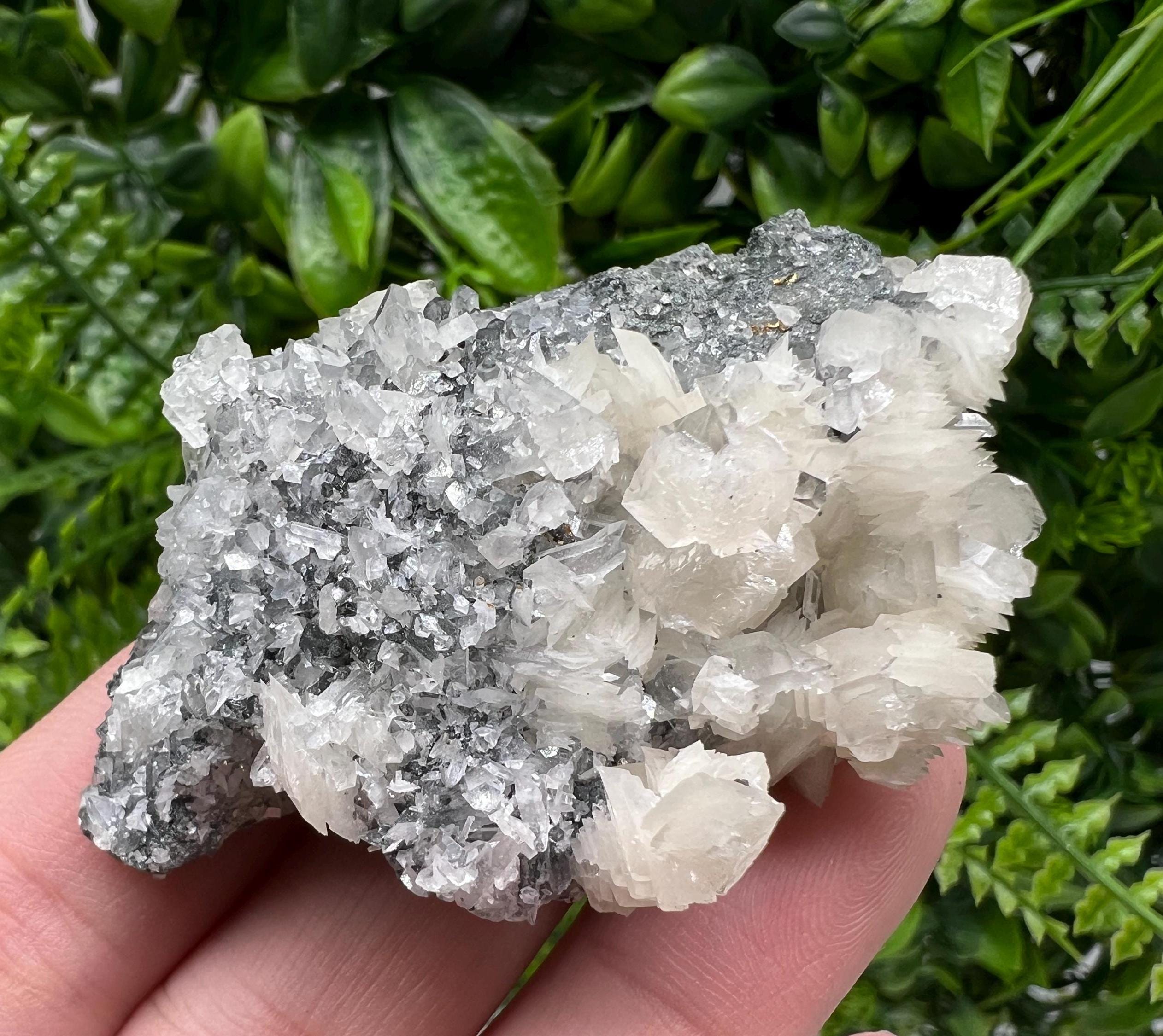 Calcite on Quartz Specimen: Borieva Mine, Bulgaria