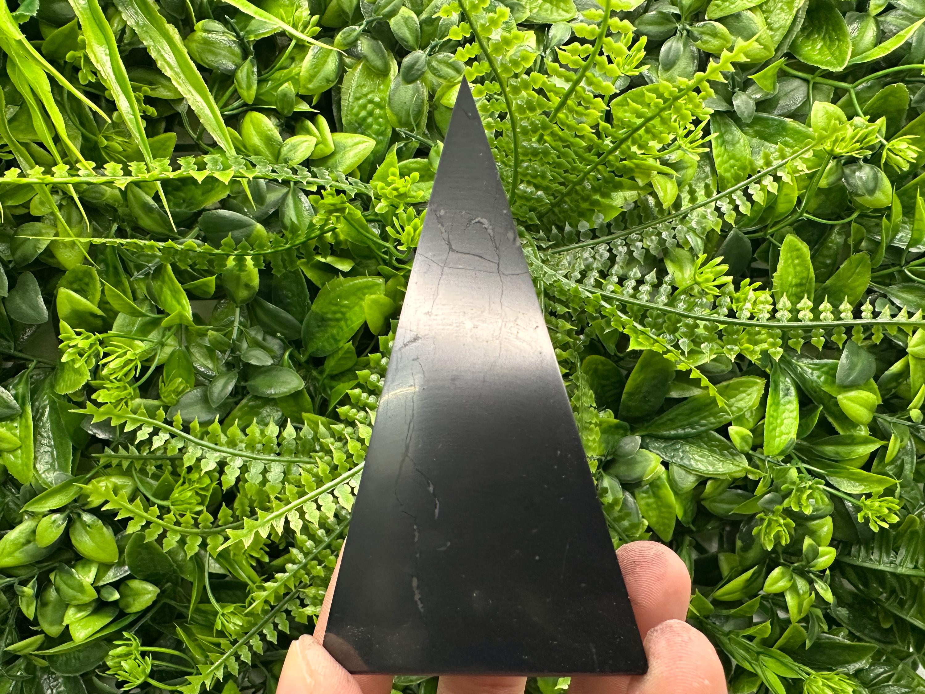 Shungite Crystal Pyramid (10cm): EMF & 5G Protection, Healing Stone