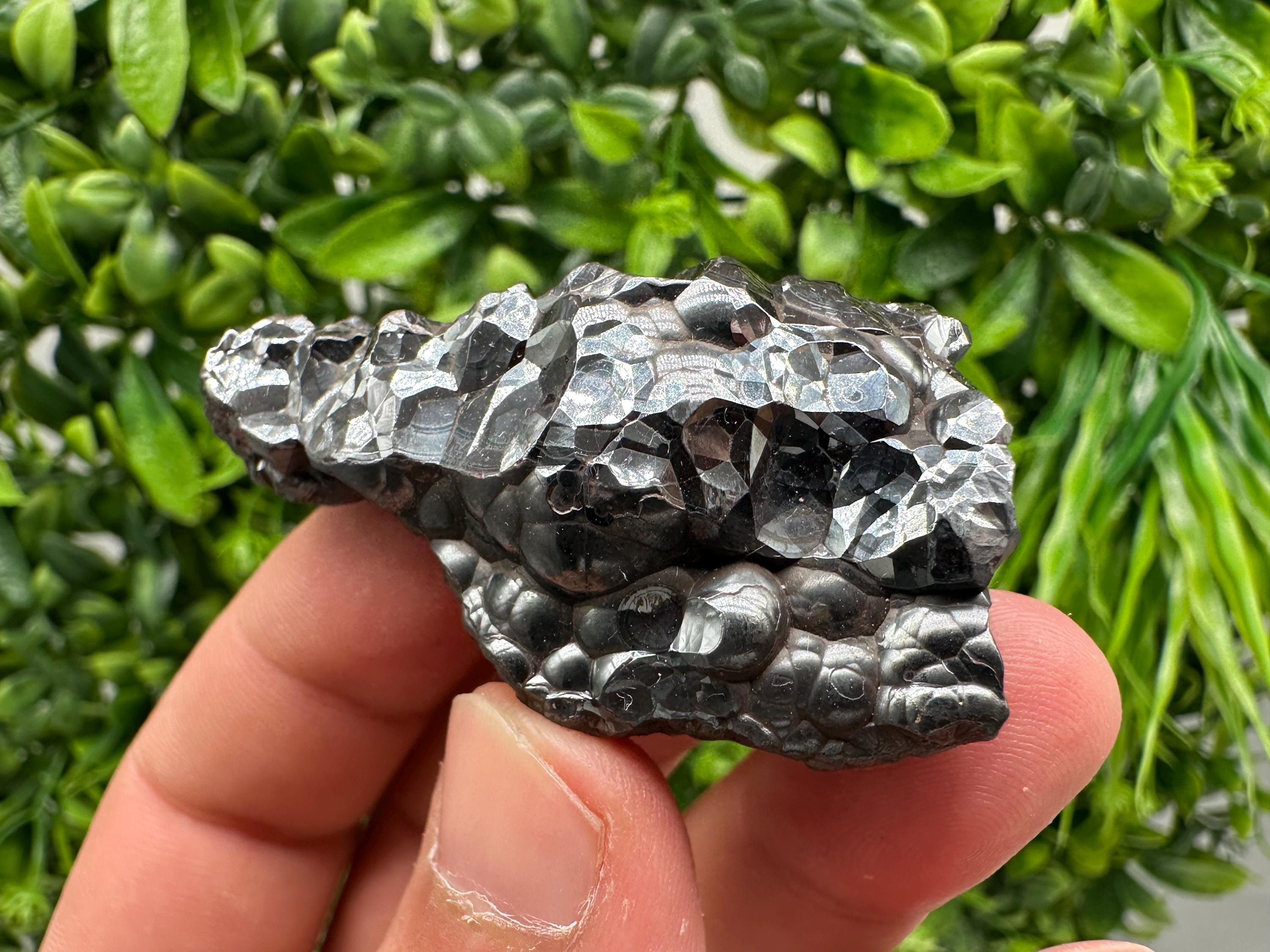 Botryoidal Black Hematite Specimen: Moroccan Crystal for Reiki Chakra