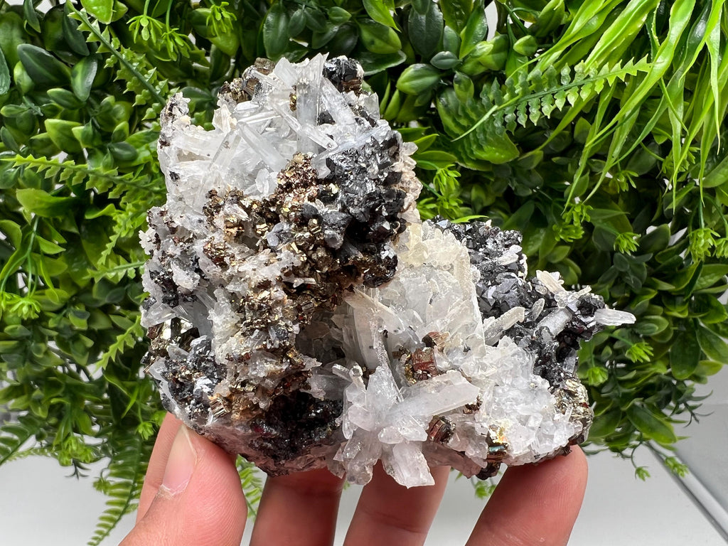 Wonderful Rainbow Pyrite on Quartz whit Oxide,natural minerals souvenir crystal,home decor,collection stone,rare minerals,Borieva Bulgaria