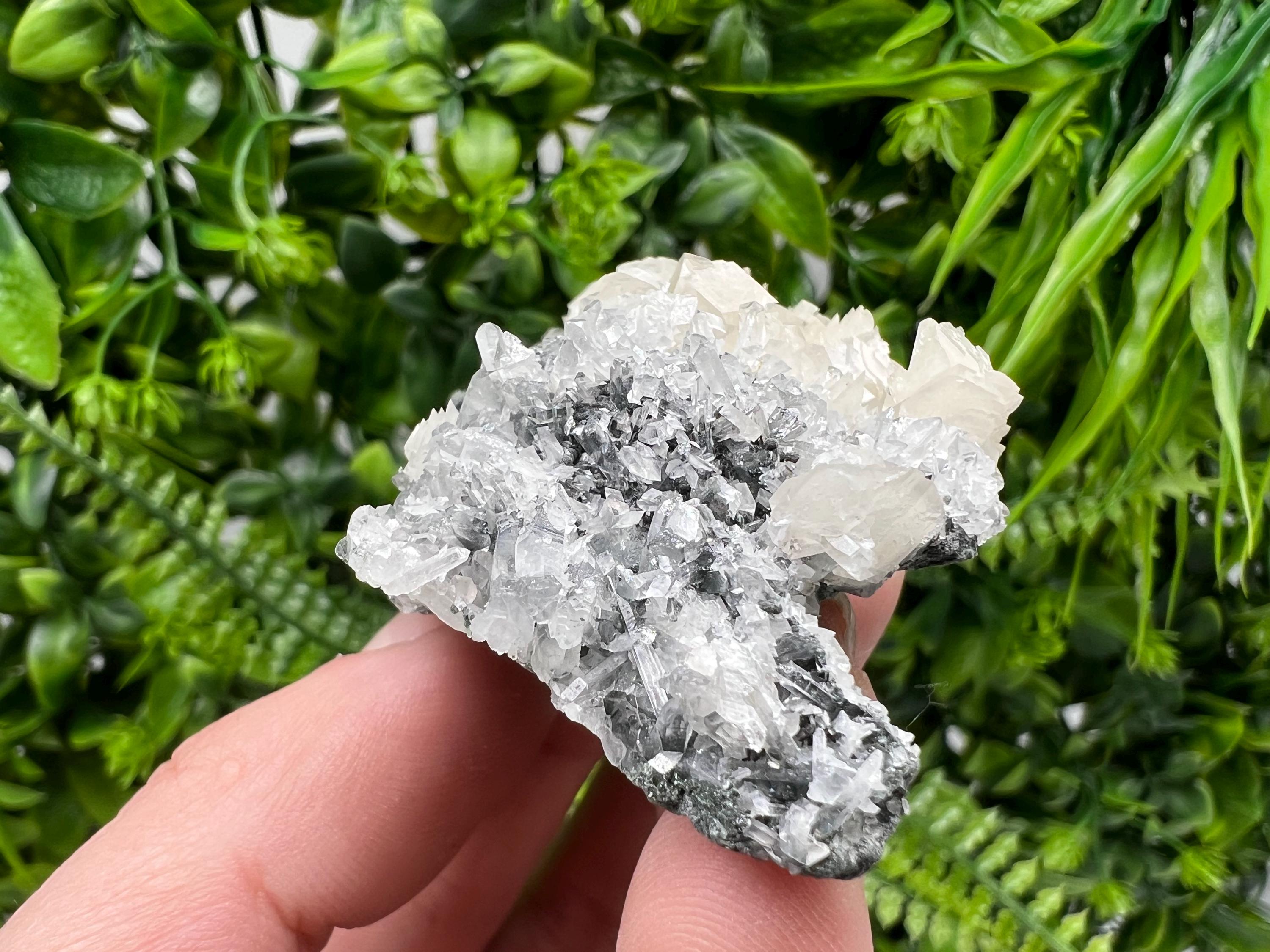 Calcite on Quartz Specimen: Borieva Mine, Bulgaria