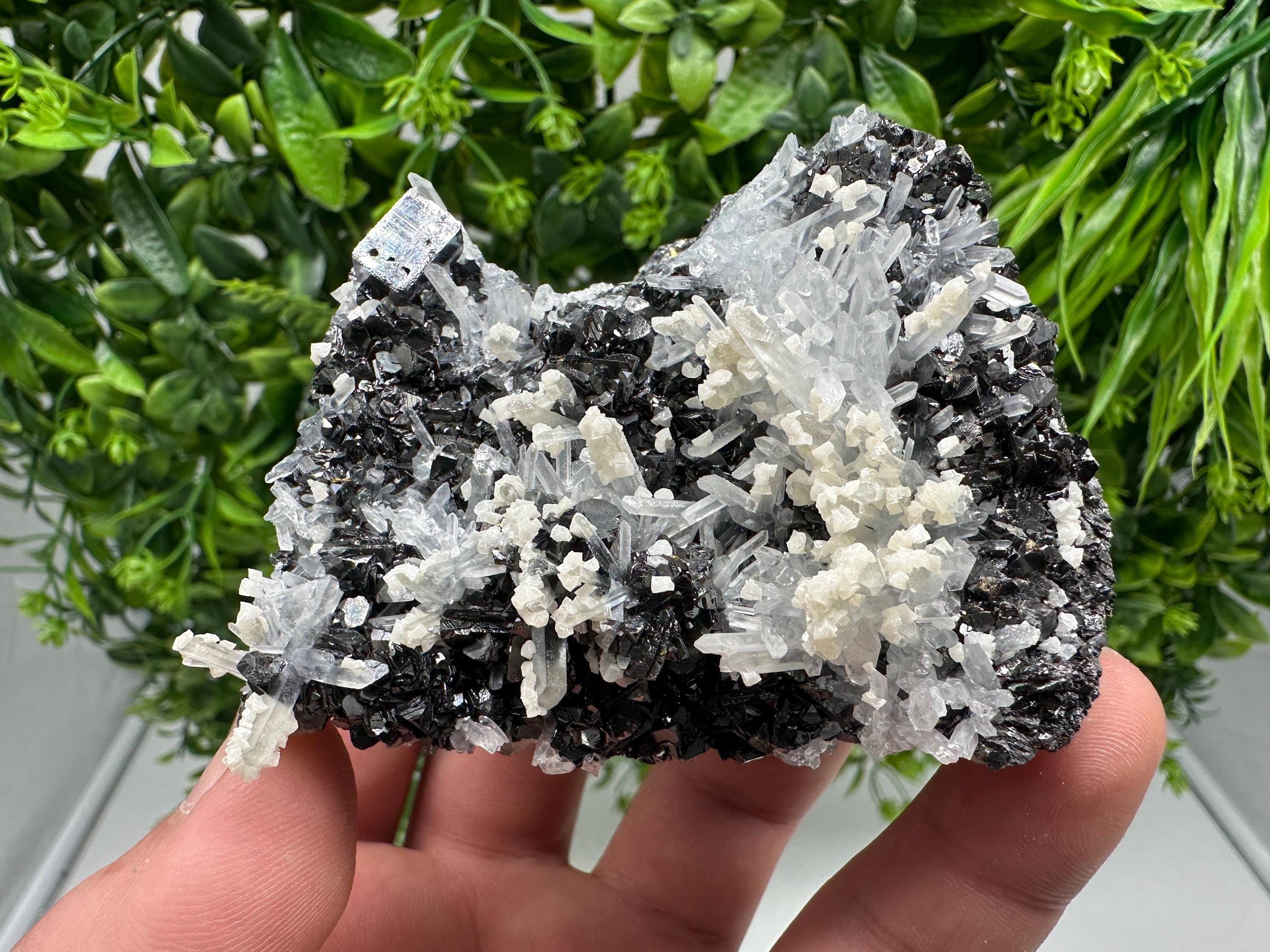 Quartz Calcite Sphalerite Mineral Specimen: Madan Bulgaria Home Decor Stone
