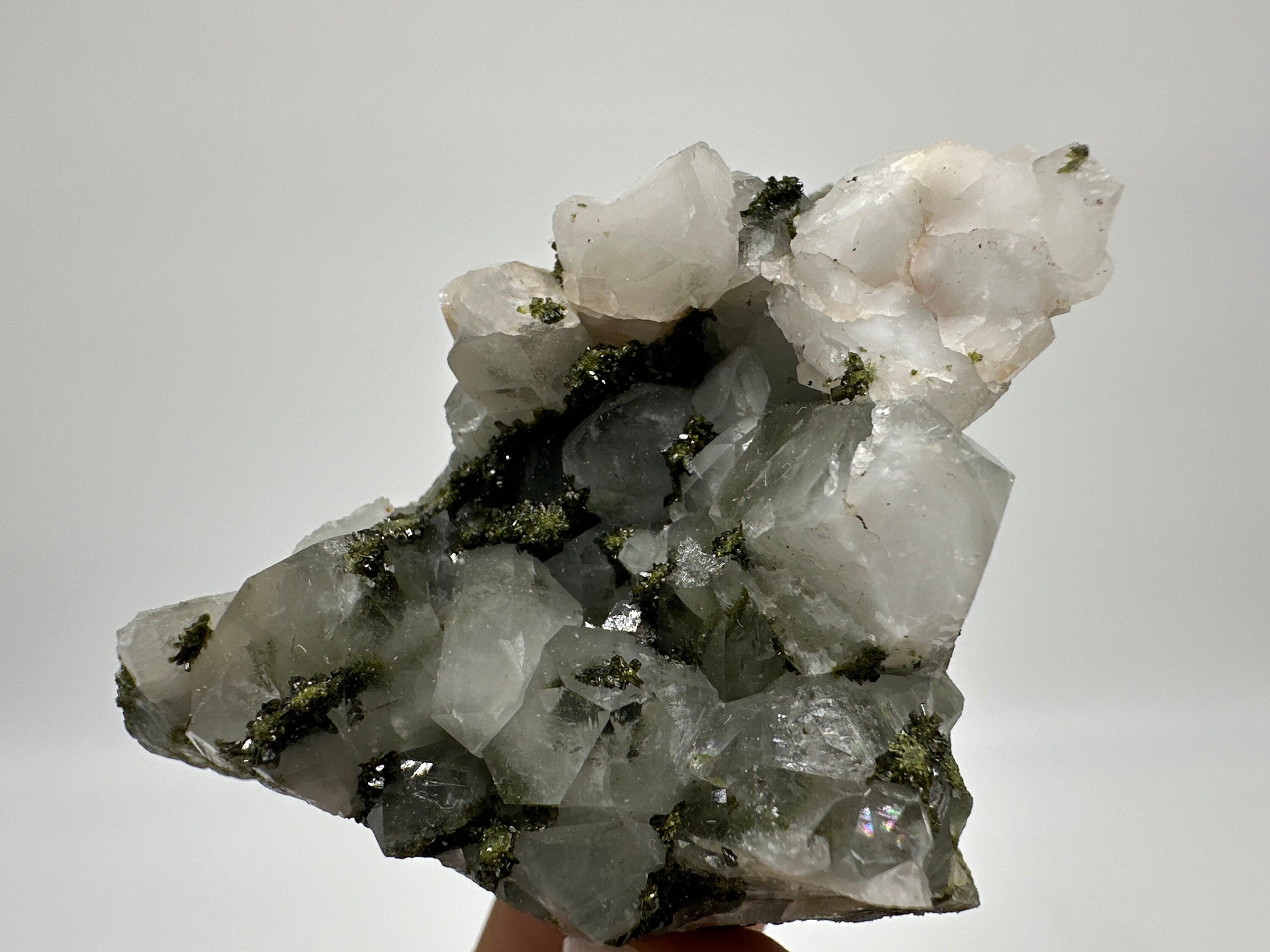 Rainbow Epidote with Quartz, Hakkari Turkey Mineral Specimen (5.5/5.5/3cm)