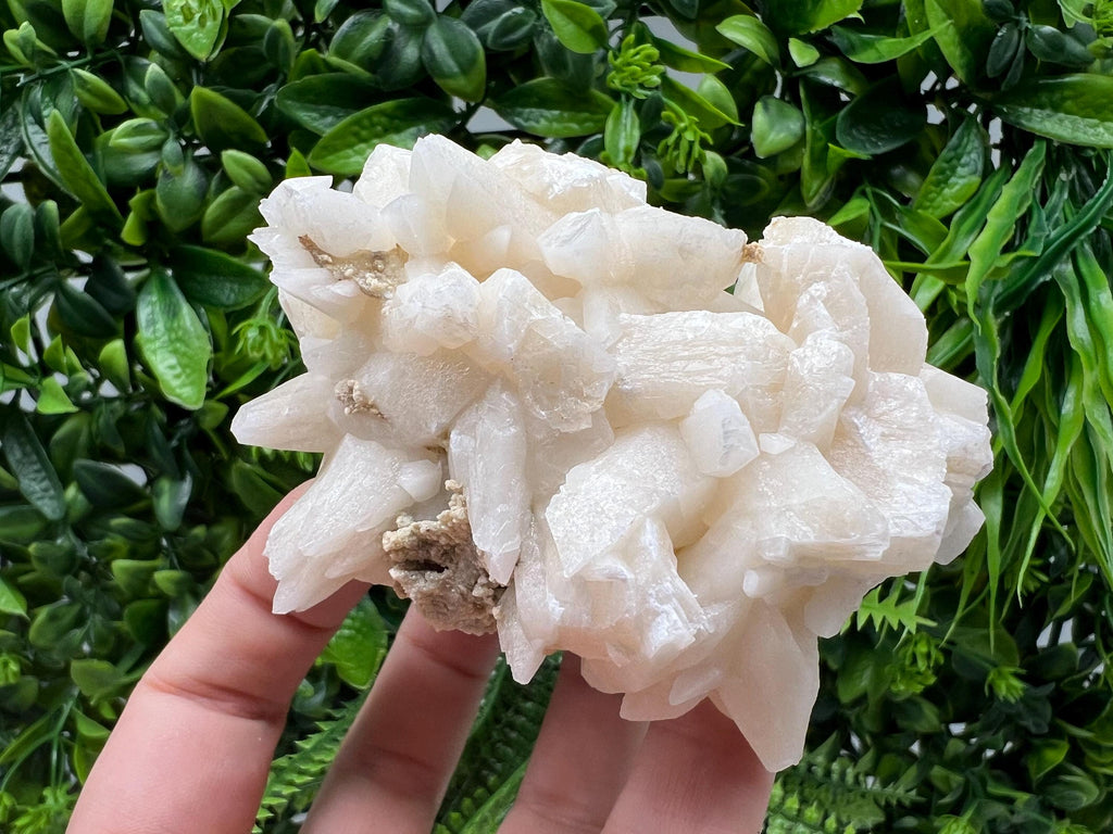 Calcite on Green Quartz: Djurcovo Mine, Bulgaria Healing Crystal