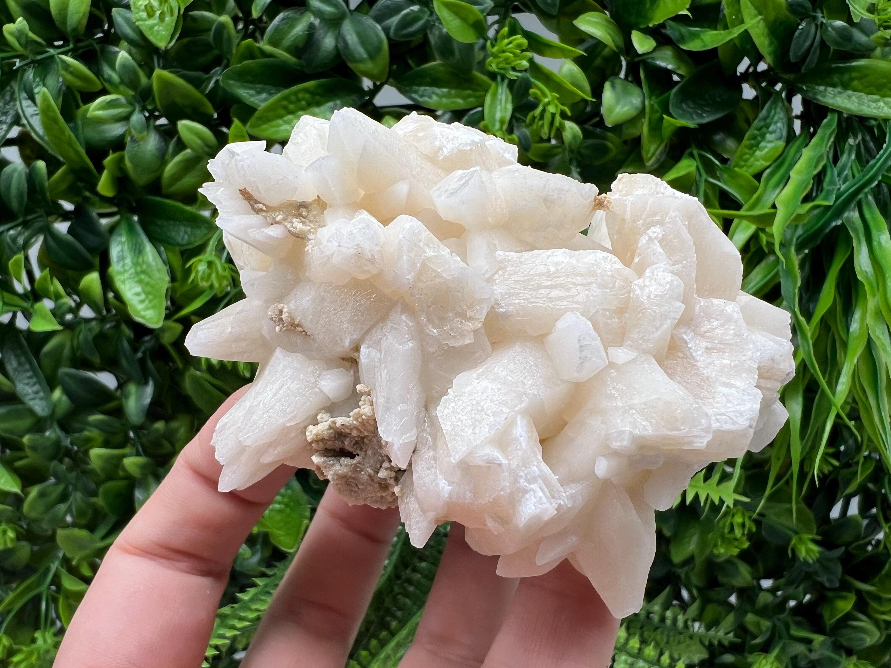 Calcite on Green Quartz: Djurcovo Mine, Bulgaria Healing Crystal