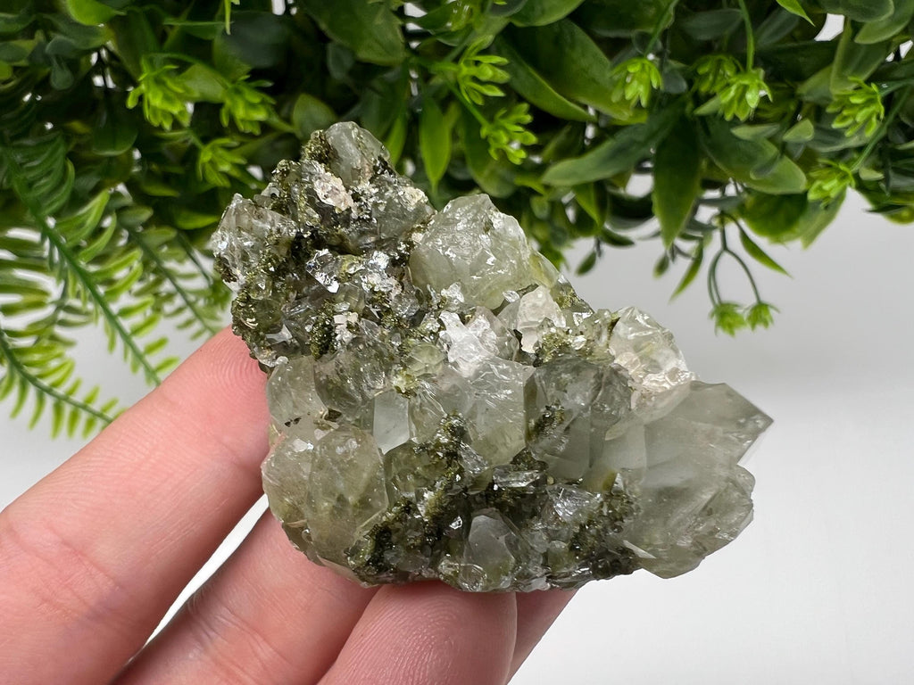 LARGE, Green Epidote with Quartz Crystals - Extremely Sparkly with Rainbows,souvenirs collection stone,gift,decor, Eastern Anatolian, Turkey