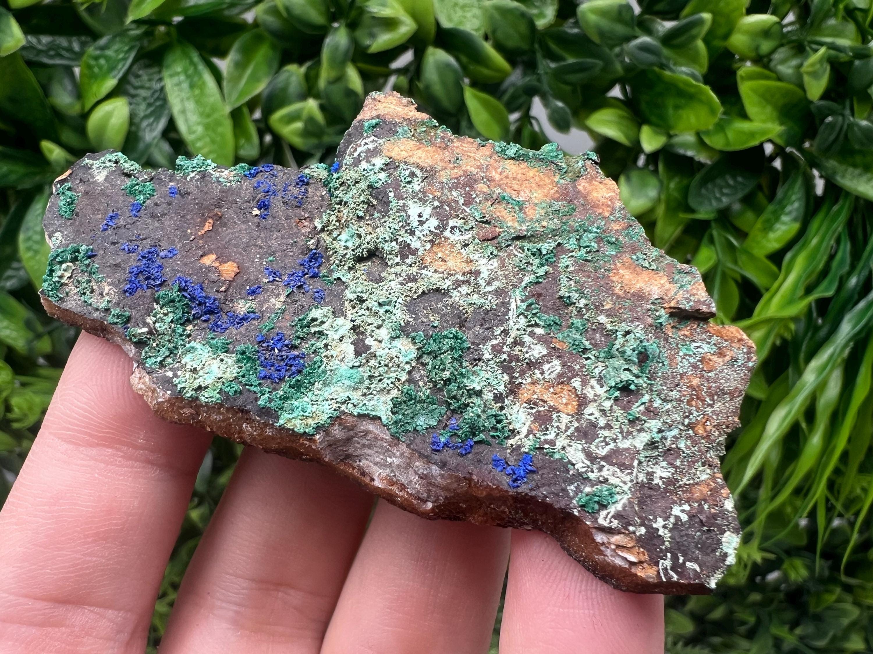 Azurite Malachite Mineral Specimen: Moroccan Blue-Green Crystal, Home Decor