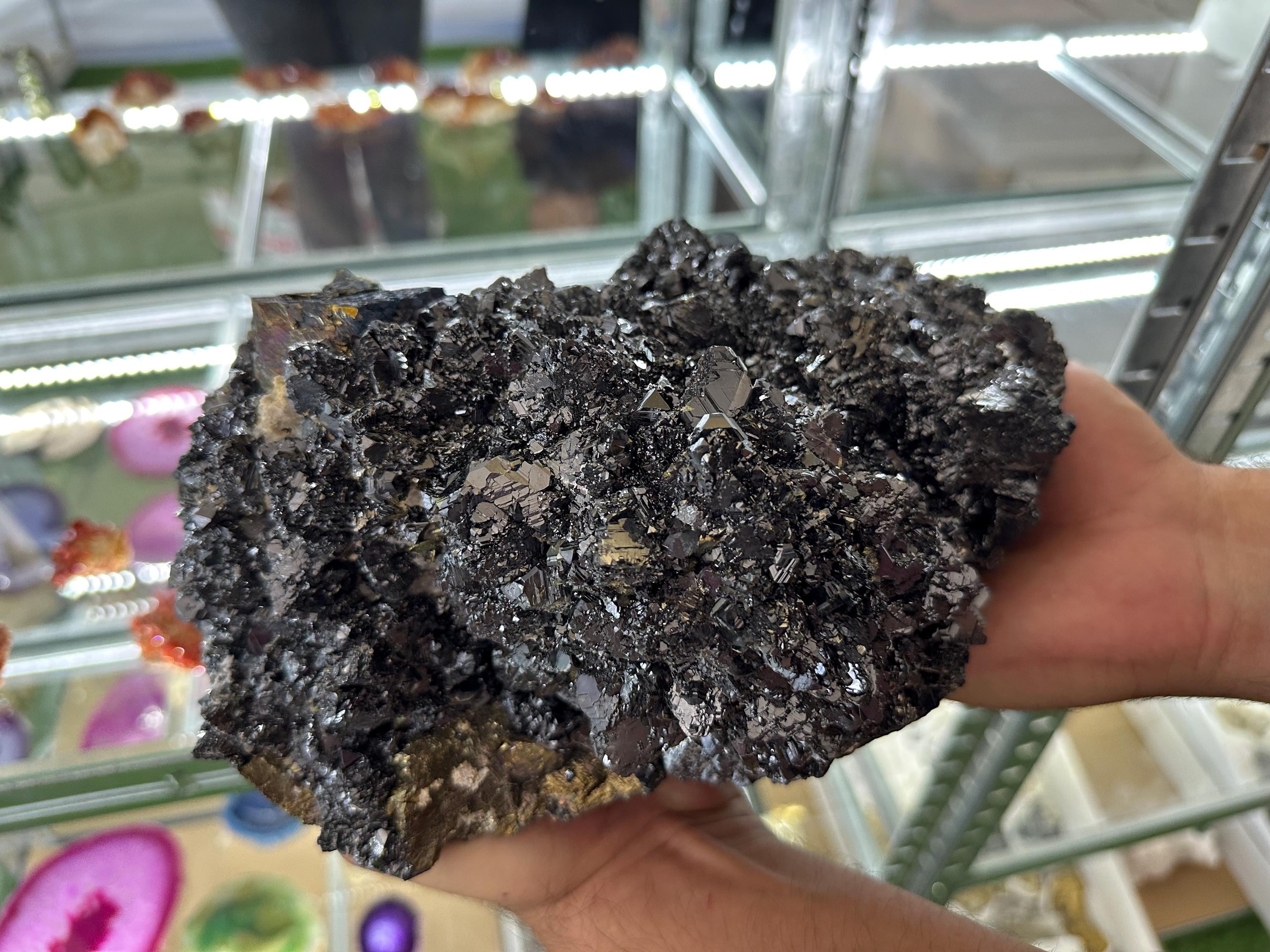 EXTRA LARGE,Incredible Black Sphalerite whit Chalcopyrite,Pyrite,Bornite,Covelline from Borieva mine,Madan,Bulgaria,collection specimen,gift