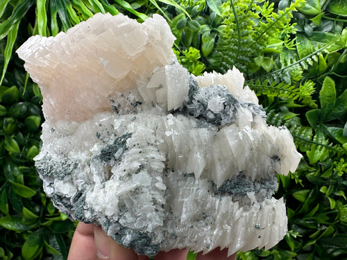 Calcite on Quartz Crystal: Borieva Mine, Bulgaria