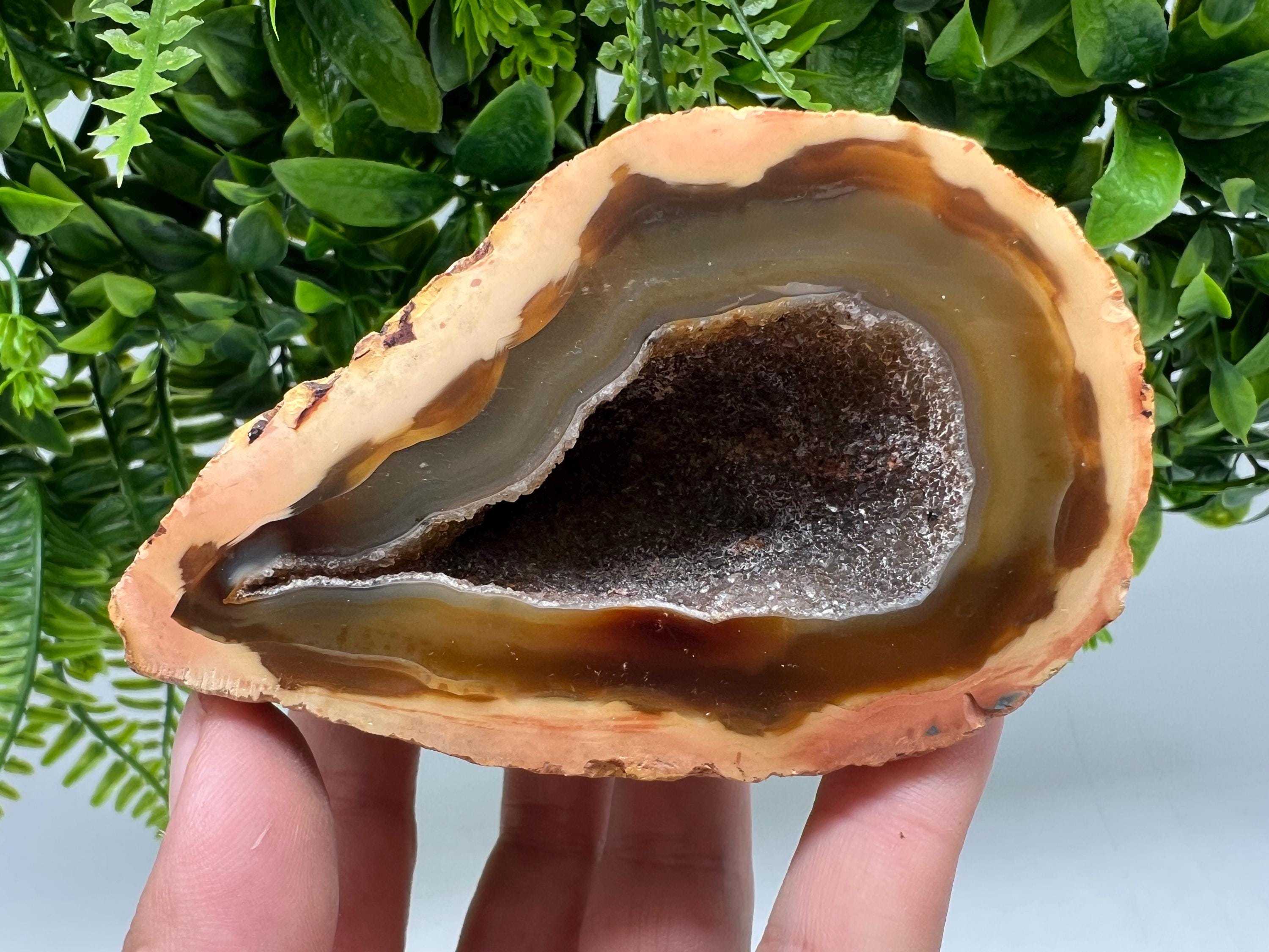 Natural Druzy Agate Geode, Quartz Crystal