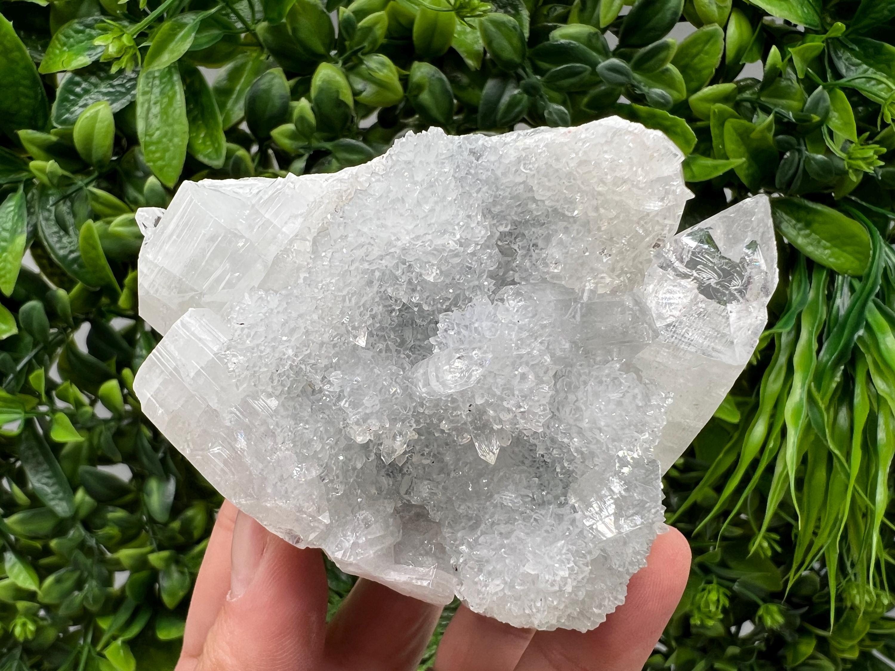 Transparent Apophyllite on Chalcedony, Natural Crystal Specimen, India Minerals