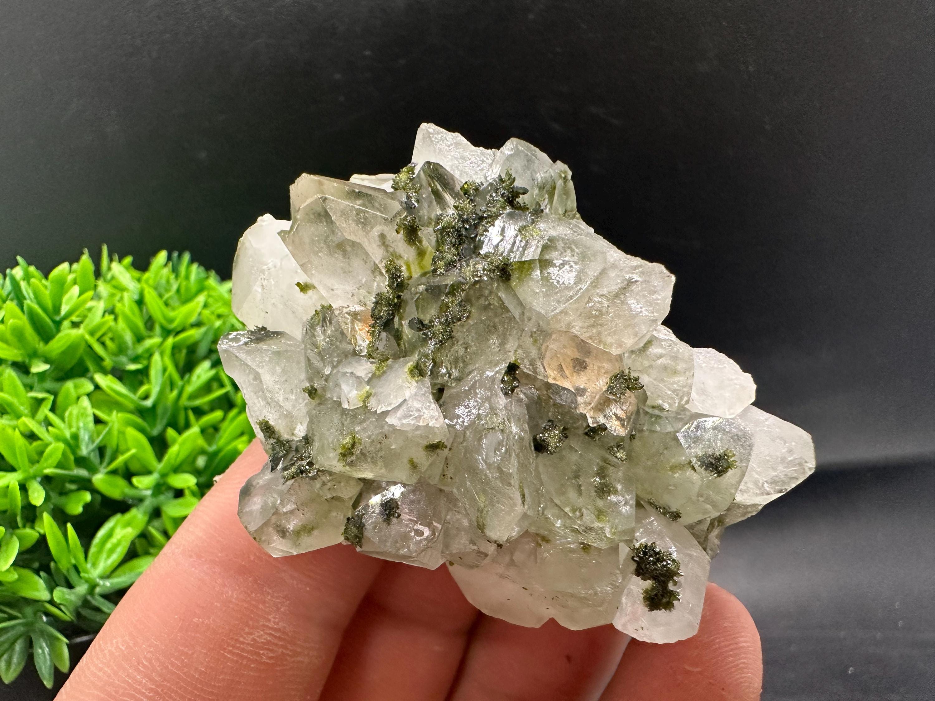 Rare Green Epidote Quartz Crystal Cluster - Eastern Anatolia, Turkey