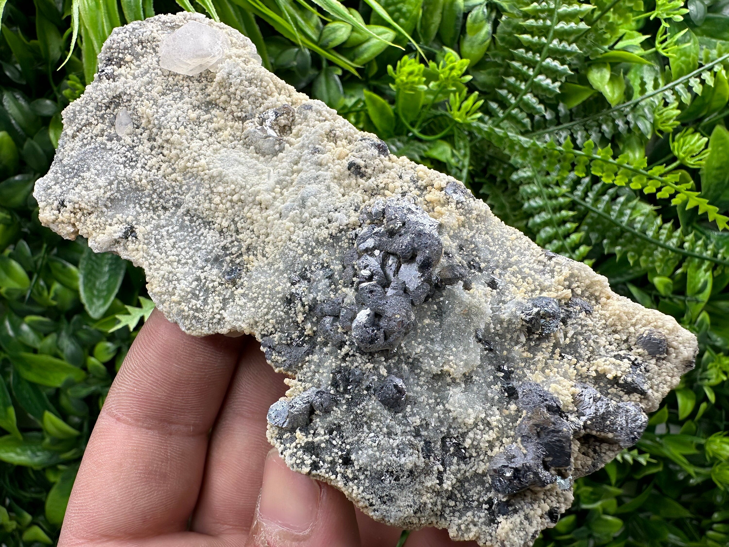 Galena Calcite Sphalerite on Quartz, Borieva Mine Mineral Specimen