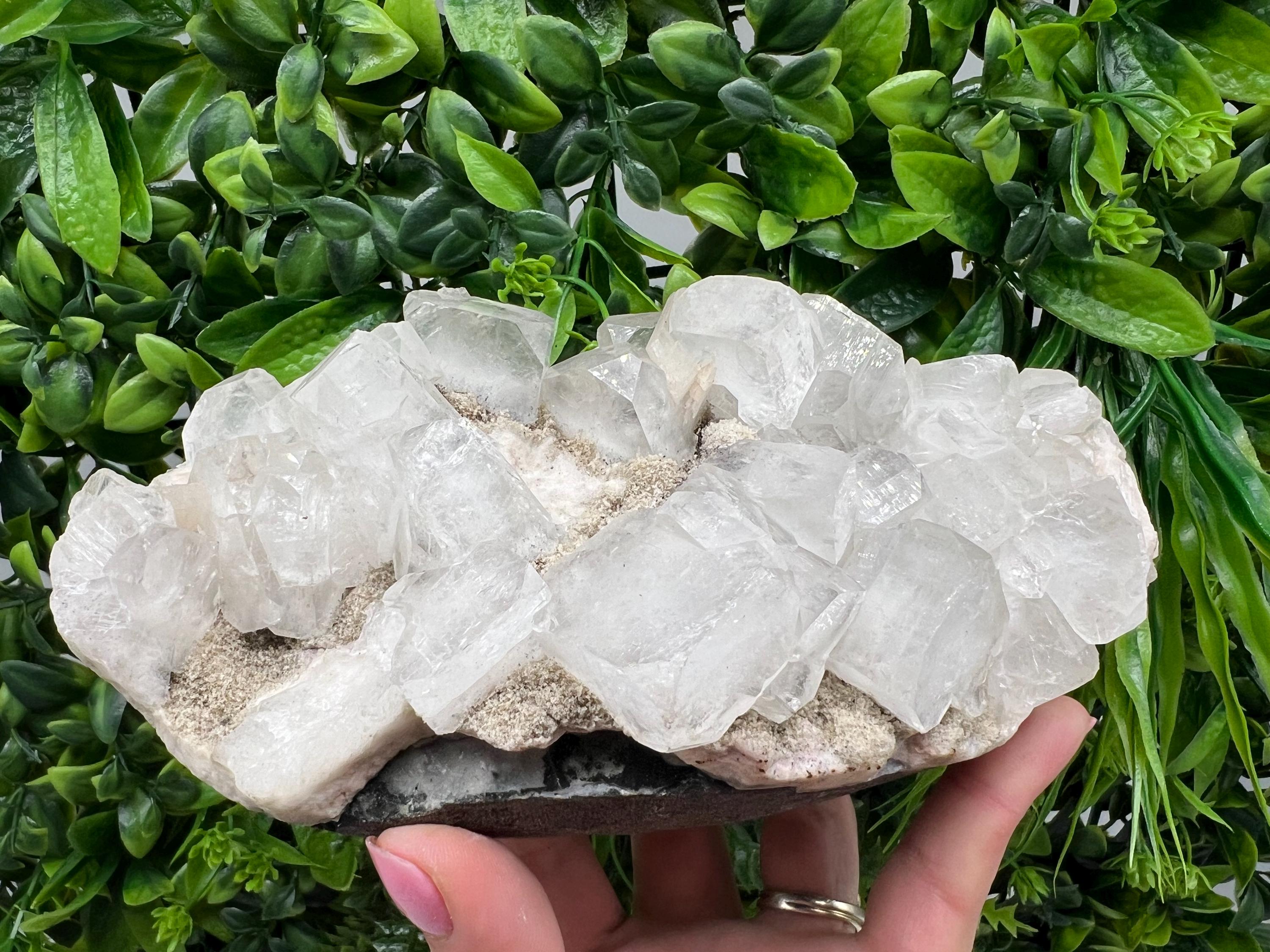 Apophyllite on Chalcedony Specimen: Transparent Crystal, India Minerals