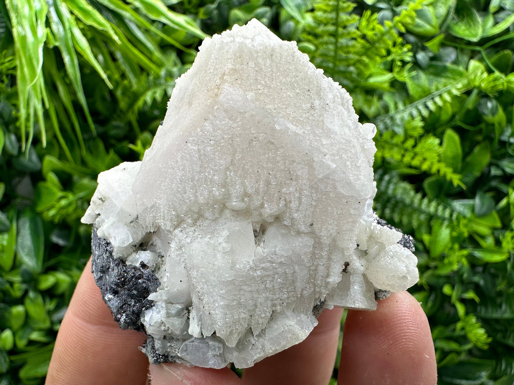 Calcite on Galena Mineral Specimen, Bulgaria Crystal Decor