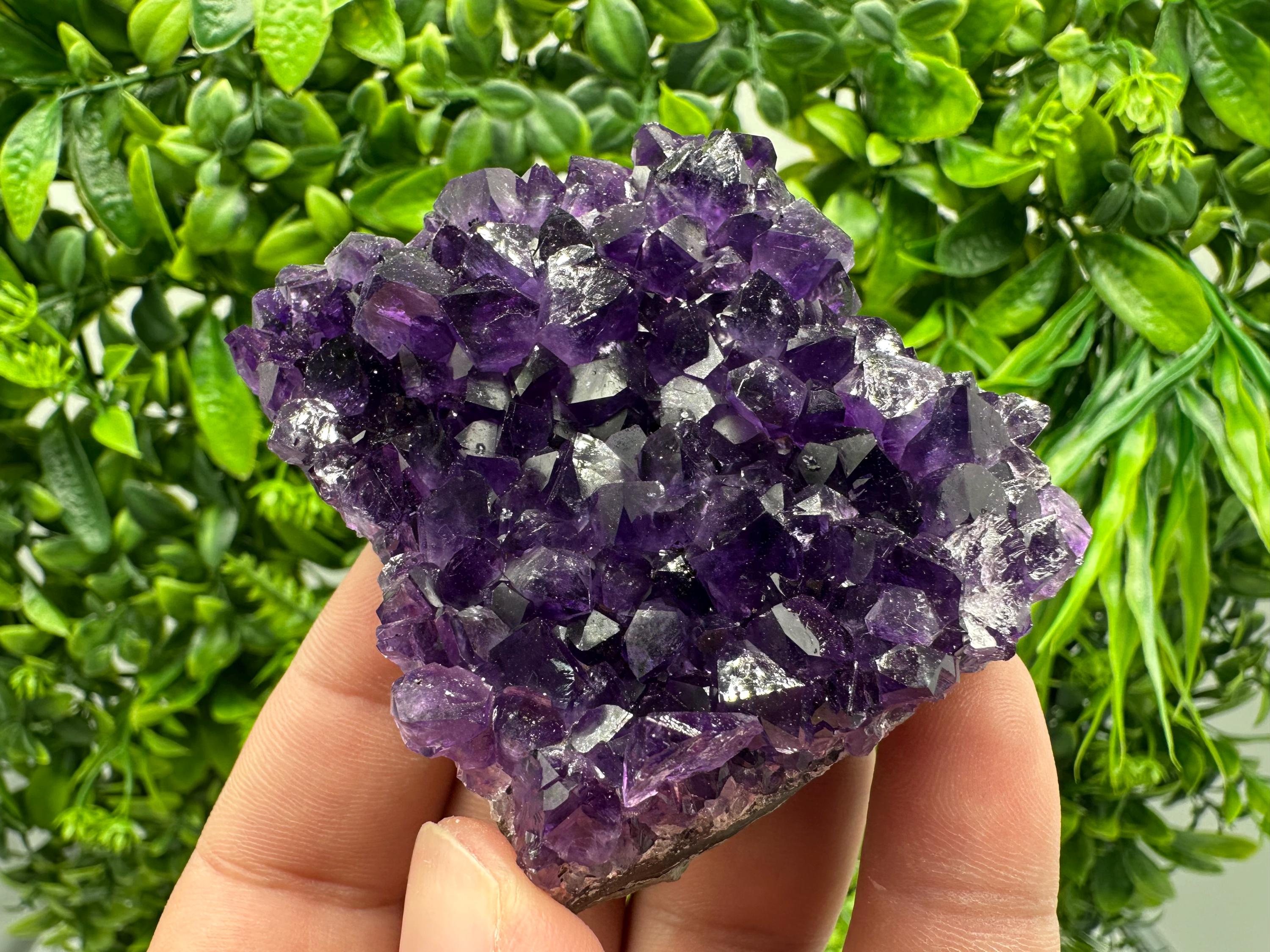 Natural Purple Amethyst Cluster from Uruguay: Energy Crystal Home Decor