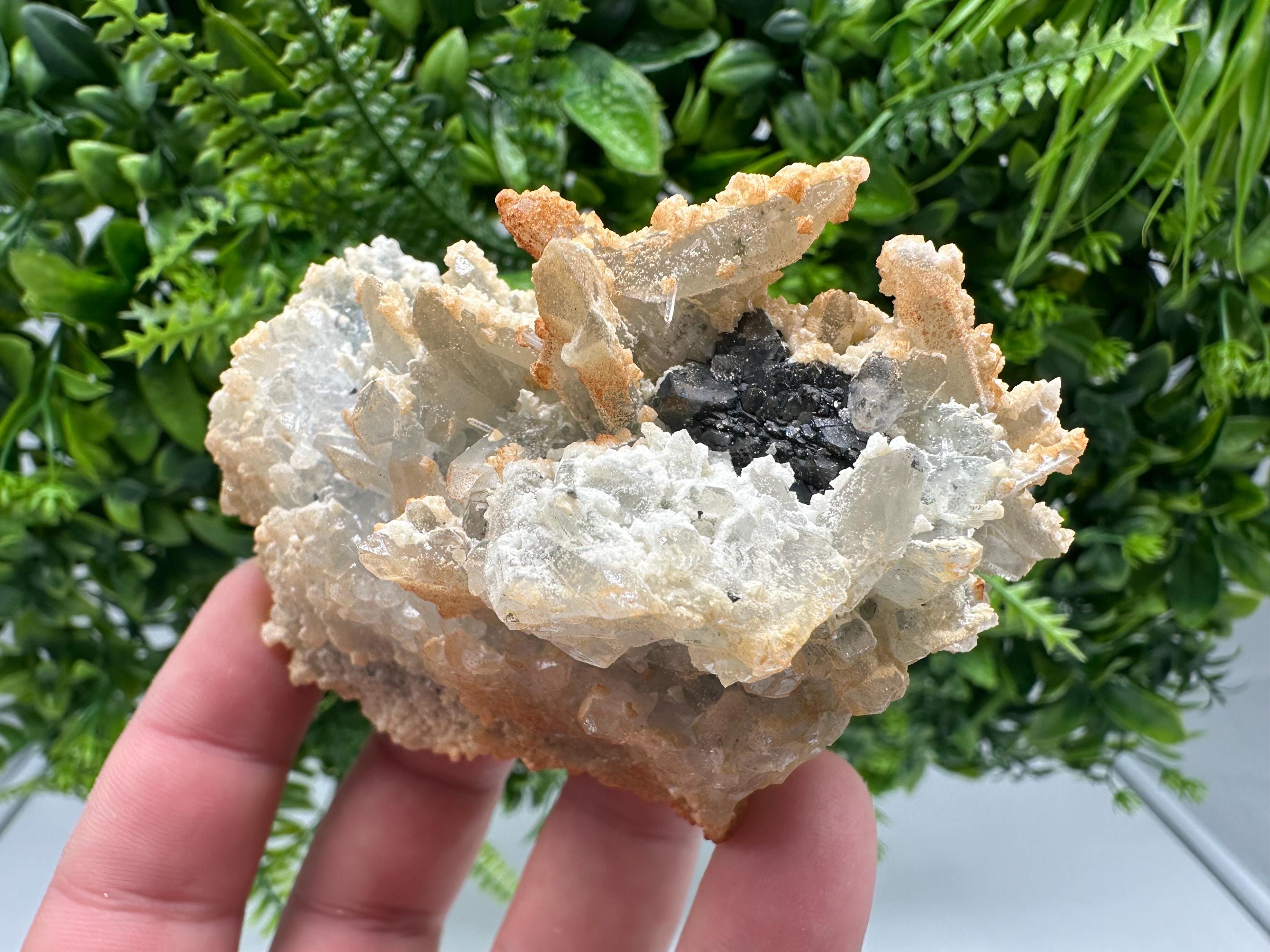 Quartz Calcite Sphalerite Mineral Specimen: Madan Bulgaria Home Decor Stone