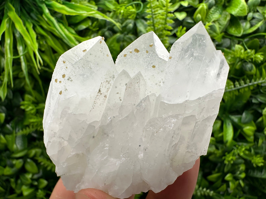 Quartz Cluster with Rhodochrosite and Chlorite Inclusions