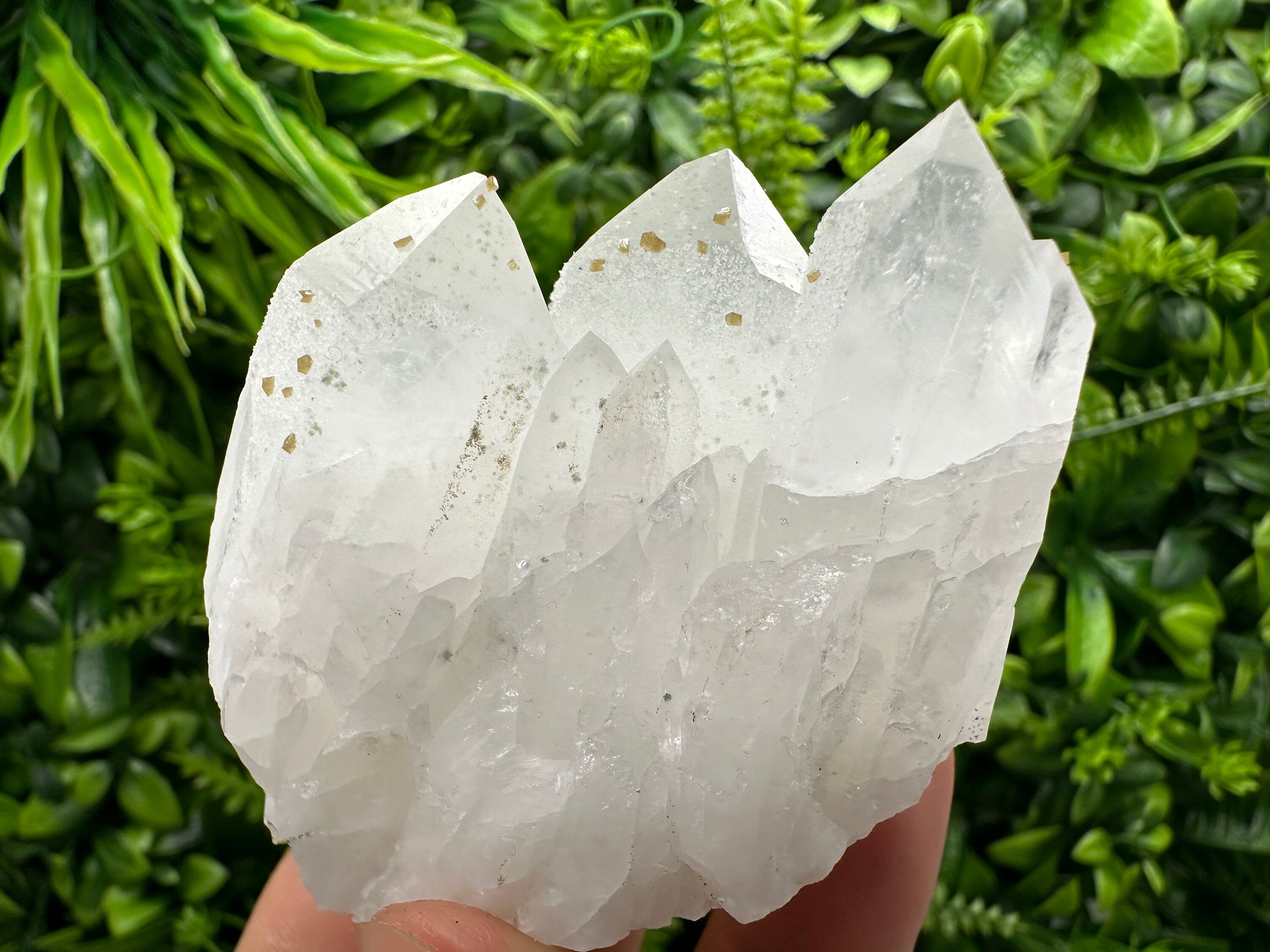 Quartz Cluster with Rhodochrosite and Chlorite Inclusions