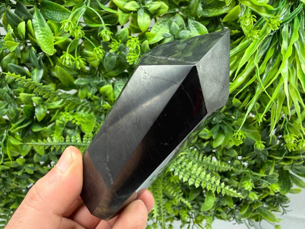 Shungite Tower,free form Shungite point EMF Neutralizer Stone, Crystal Decor, 10cm height