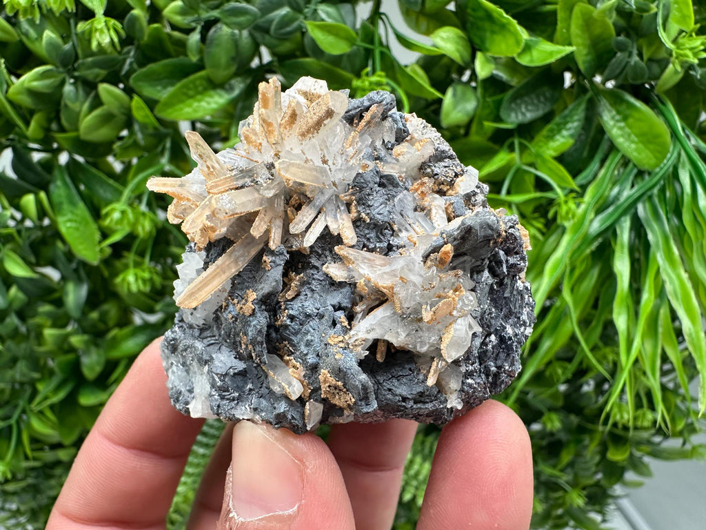 Amazing Galena spinel law on Quartz whit Siderite,from Krushev dol mine,Bulgaria,natural,collection mineral specimen,home decor crystal,souv