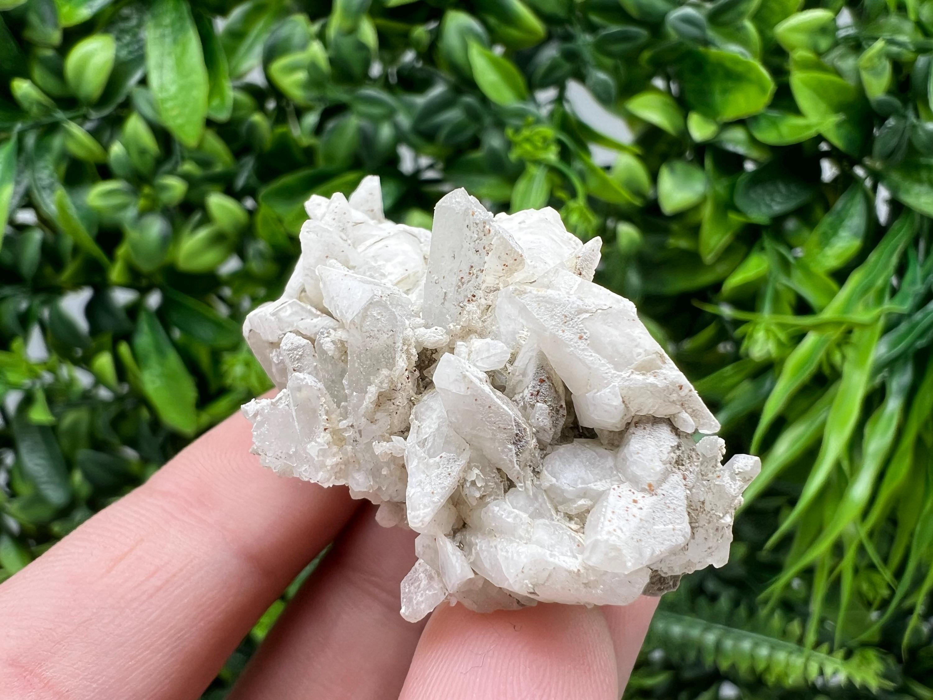 Calcite on Green Quartz: Djurcovo Mine, Bulgaria Healing Crystal