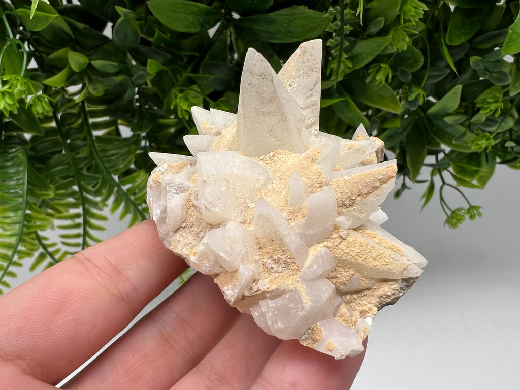 Calcite on Green Quartz: Djurcovo Mine, Bulgaria Healing Crystal