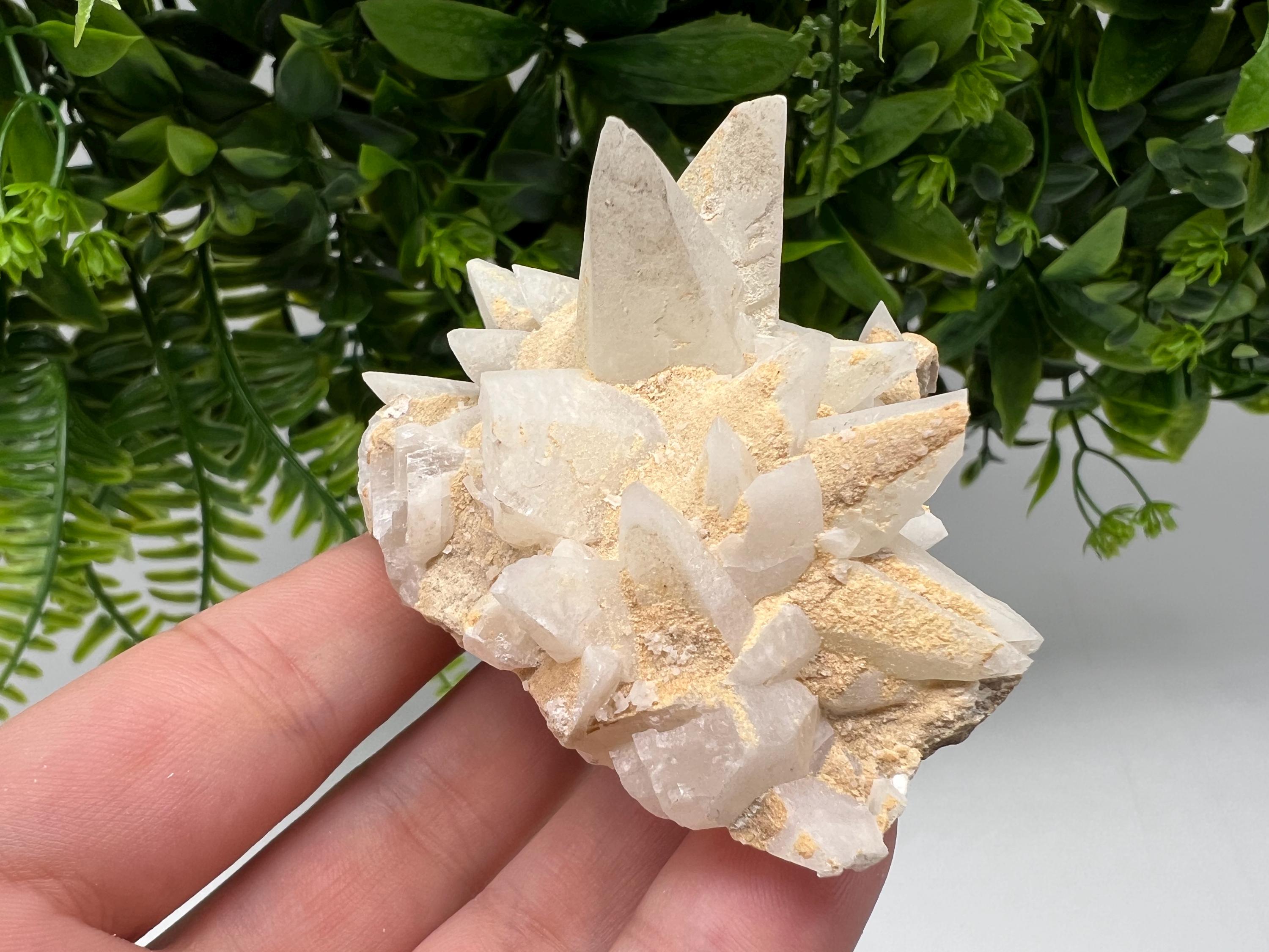Calcite on Green Quartz: Djurcovo Mine, Bulgaria Healing Crystal