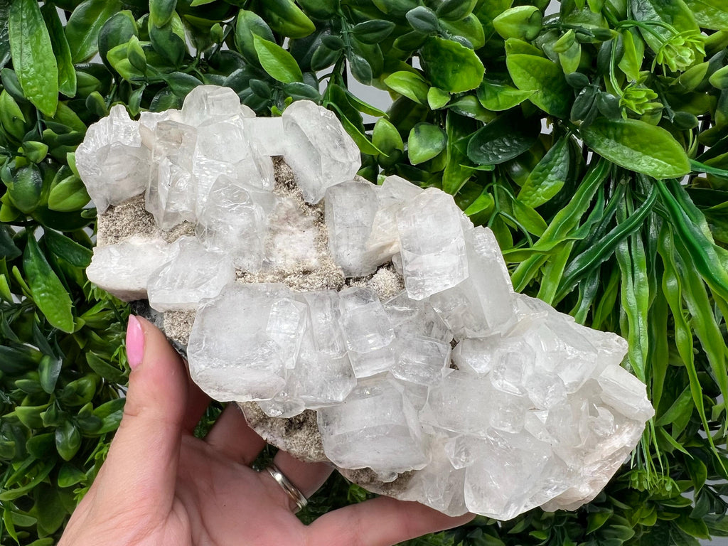 Apophyllite on Chalcedony Specimen: Transparent Crystal, India Minerals