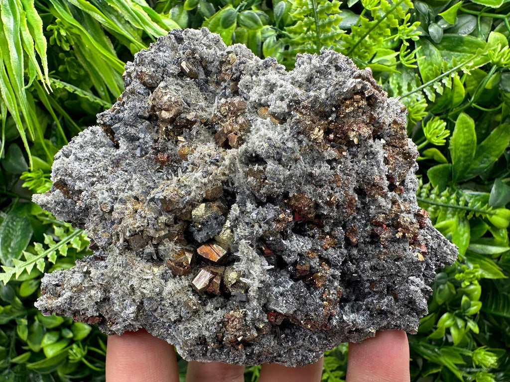 Rainbow Pyrite on Quartz with Oxide, Borieva Bulgaria Mineral Specimen