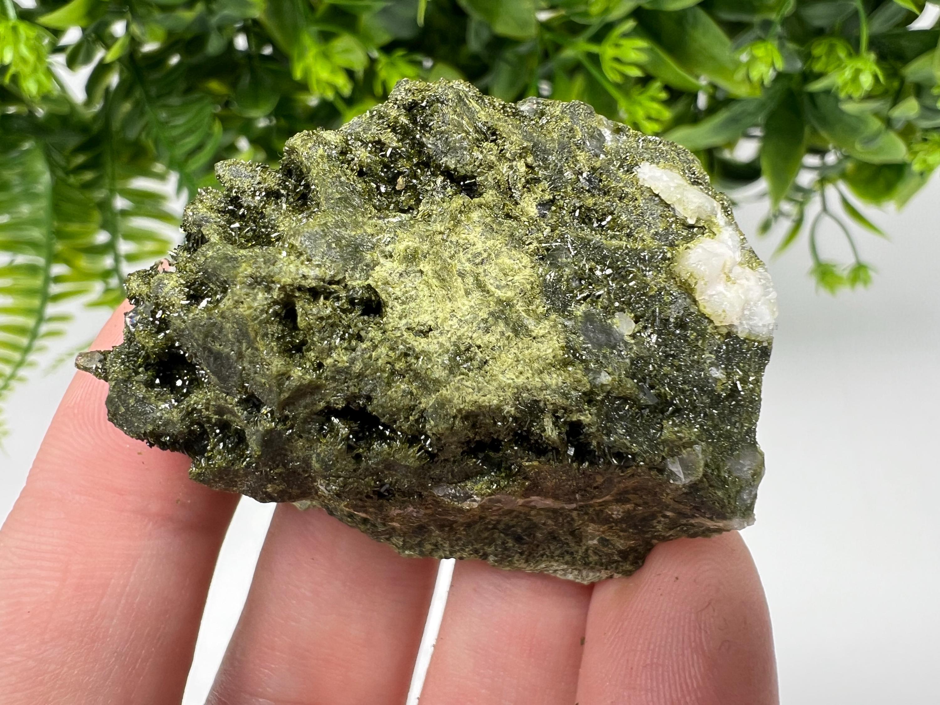 Green Epidote with Quartz Crystals - Extremely Sparkly with Rainbows,souvenirs collection stone,gift,decor, Eastern Anatolian, Turkey