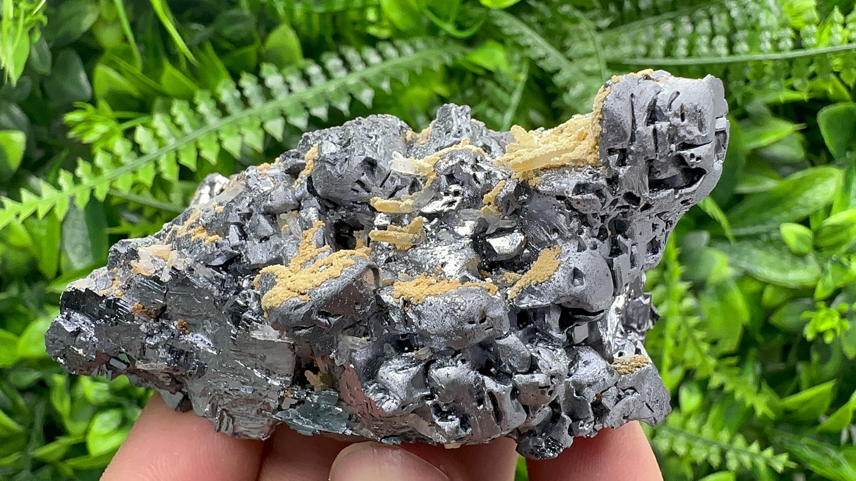 Shiny Galena Cluster with Siderite and Quartz, Bulgaria Mineral Specimen