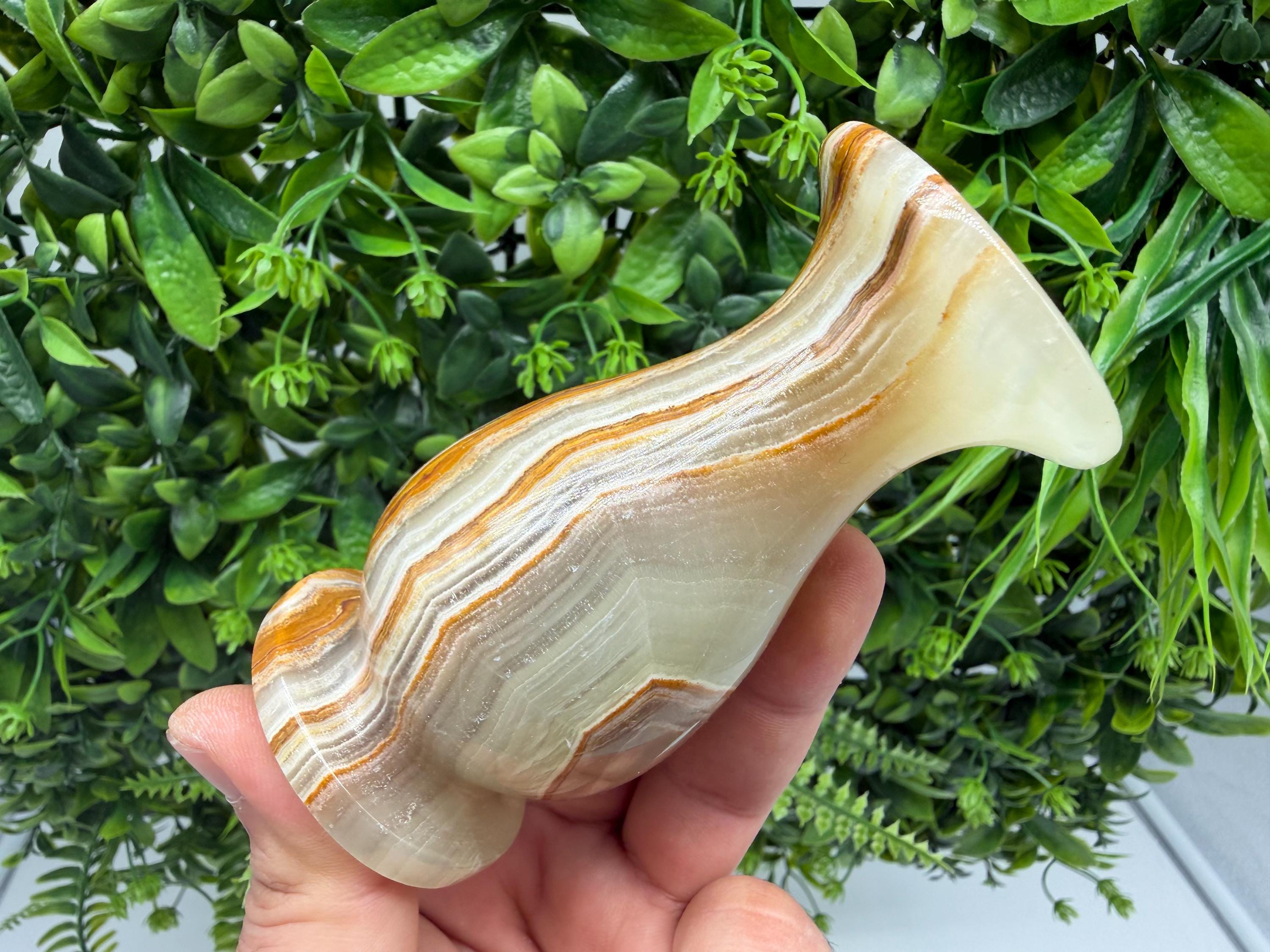 Natural Green Onyx Candle Holder – Polished Crystal Stone, Meditation Altar Decor