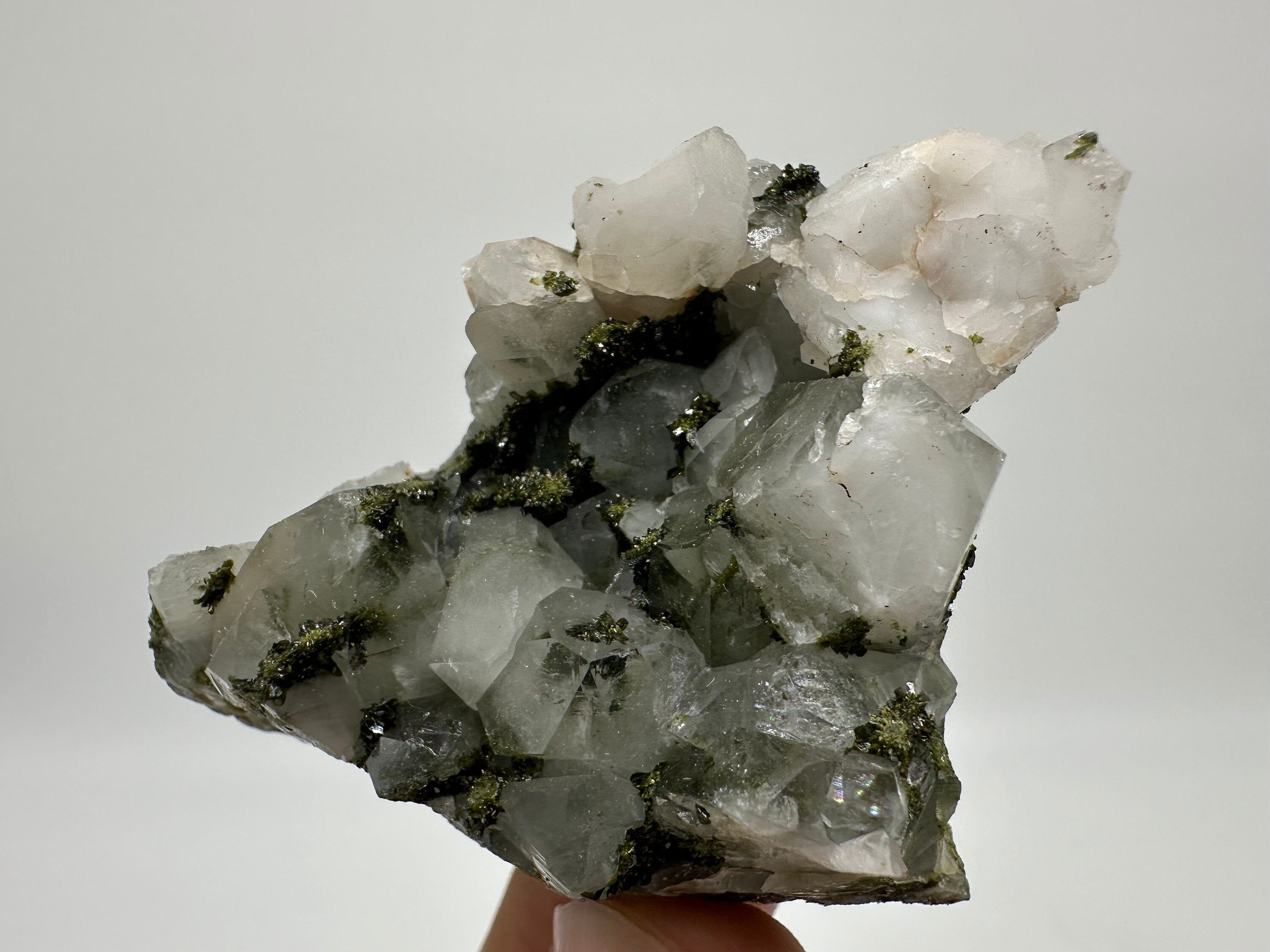 Rainbow Epidote with Quartz, Hakkari Turkey Mineral Specimen (5.5/5.5/3cm)
