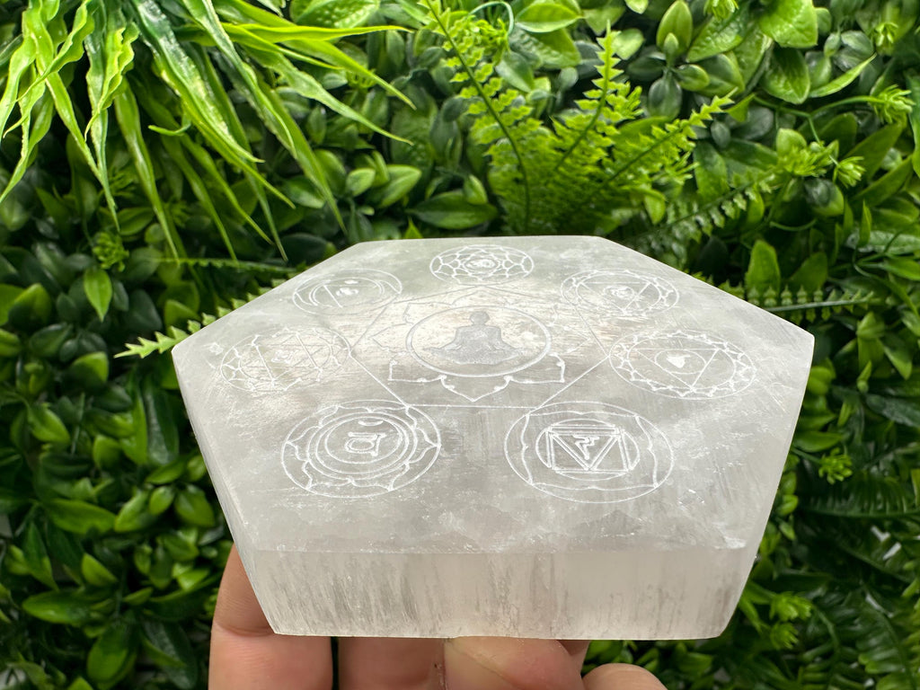 Selenite 7 Chakra Healing Disk: Spiritual Meditation Crystal (10/10 cm)
