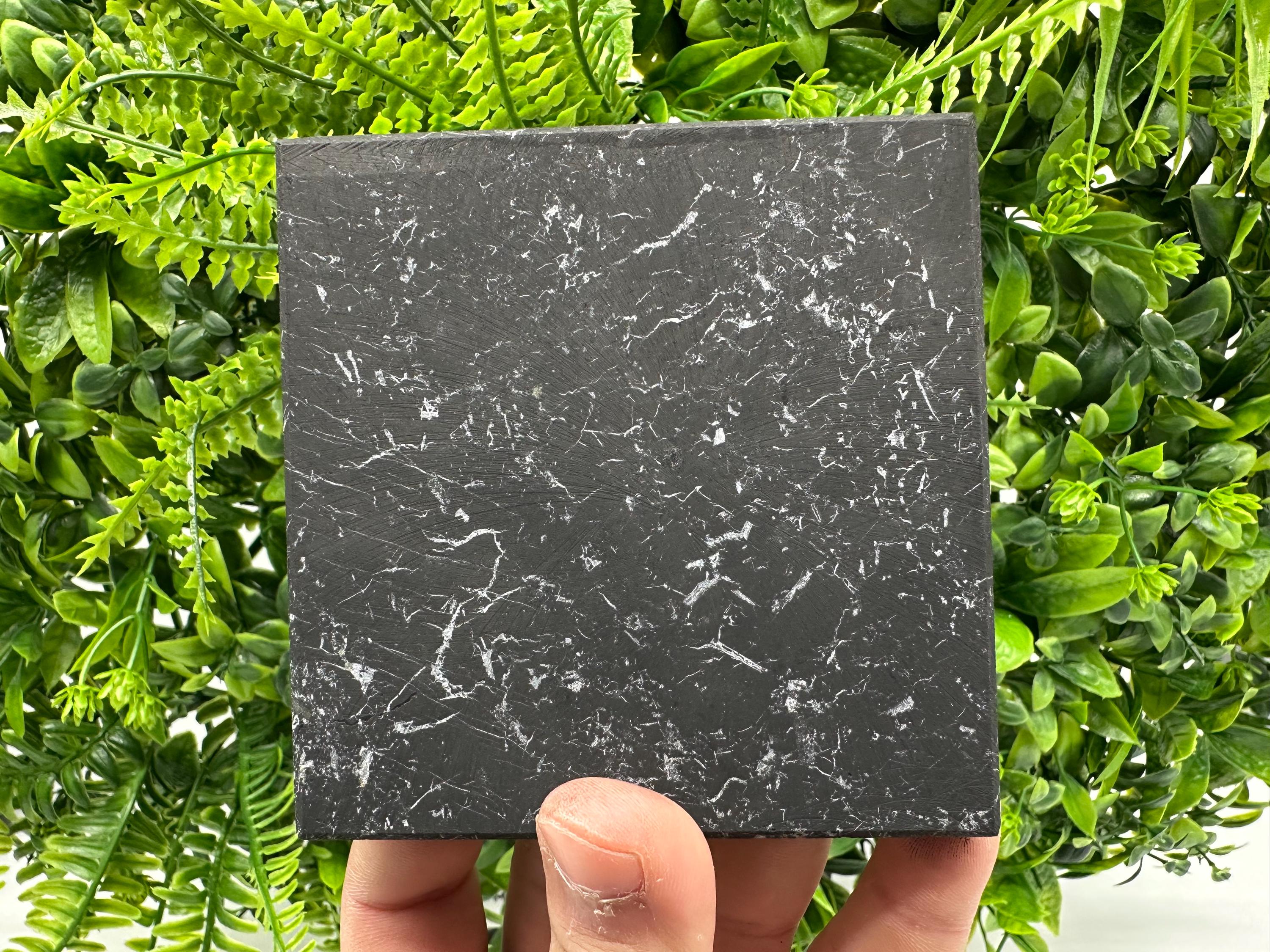 Shungite Plate, Flower of Life, Polished Stone from Russia