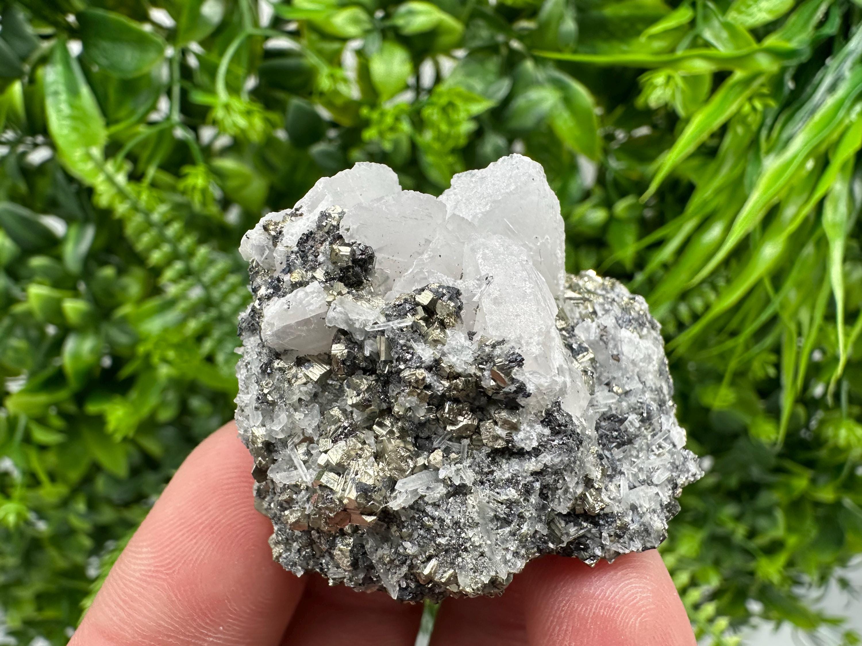 Pyrite on Green Quartz, Borieva Mine Mineral Specimen