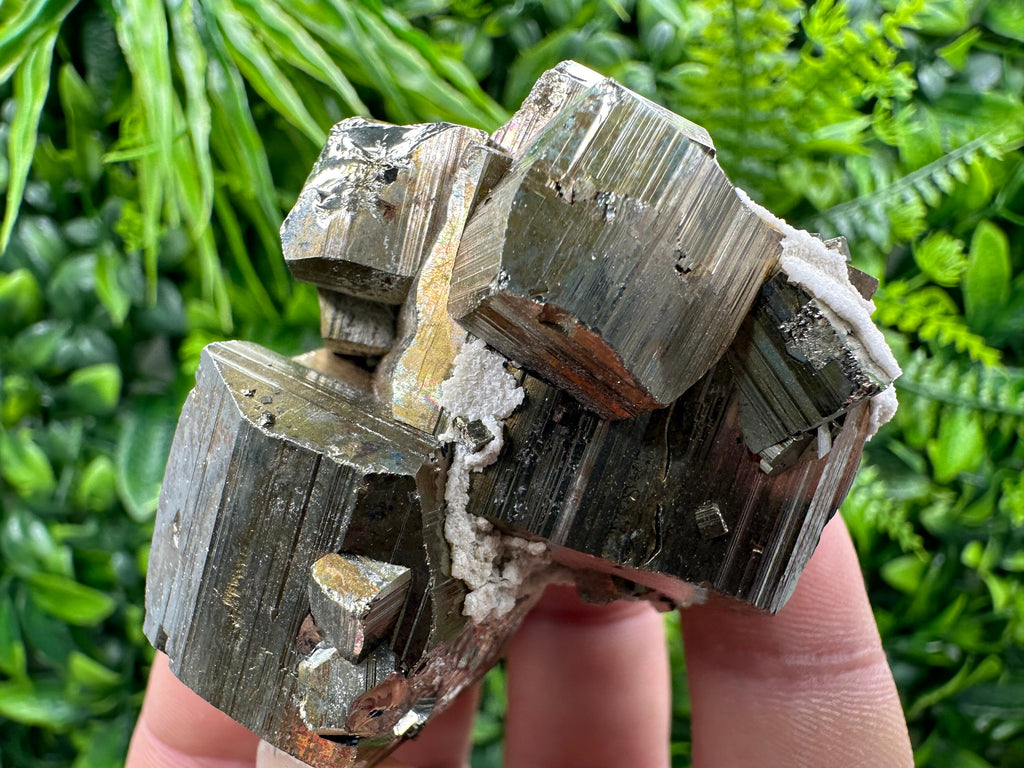 Rainbow Pyrite with Calcite: Natural Mineral Souvenir, Bulgaria