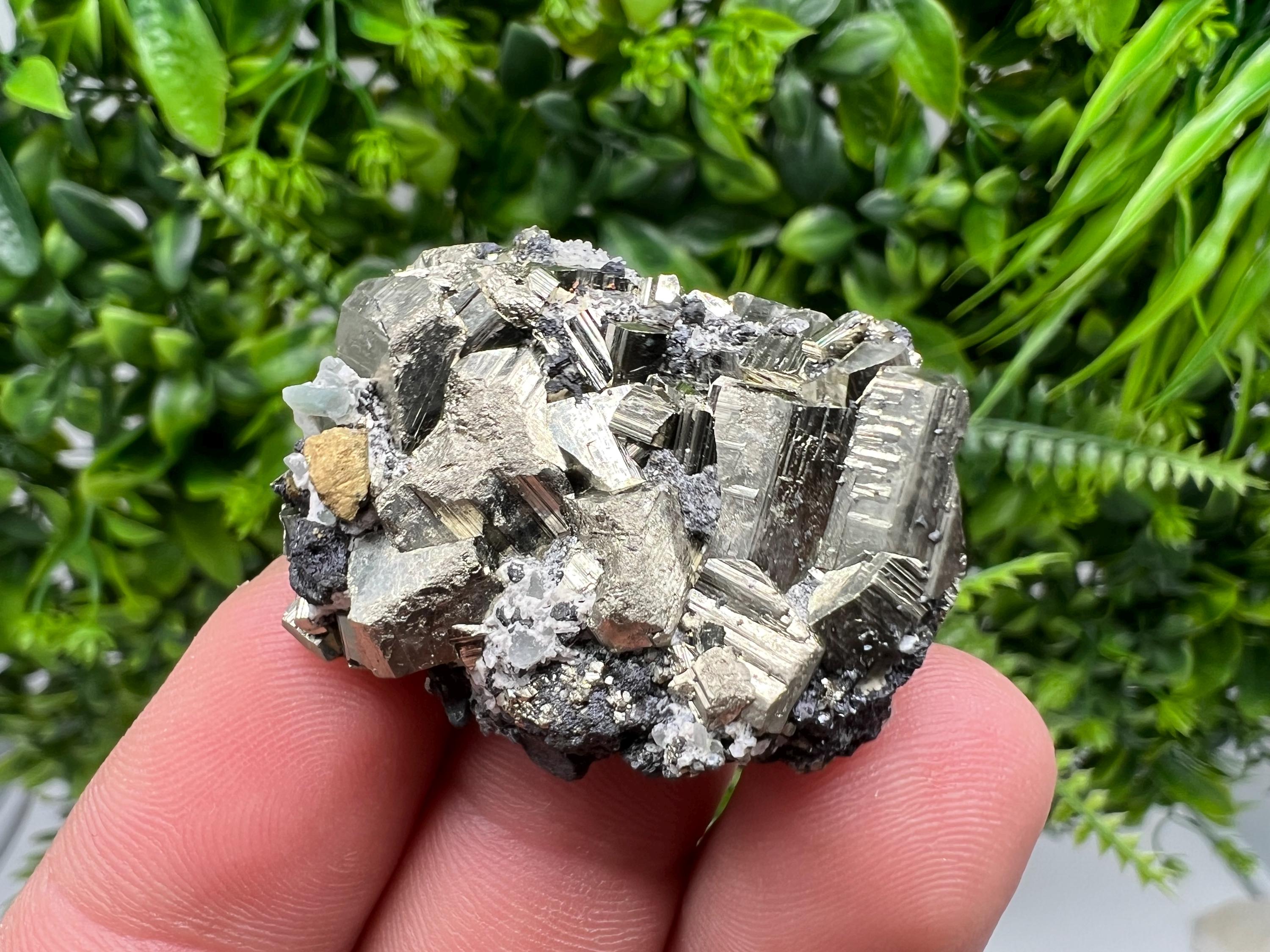 Golden Pyrite,Sphalerite from 9th September mine,Madan,Bulgaria,natural,collectible mineral specimen,home decor crystal,Pyrite cluster,