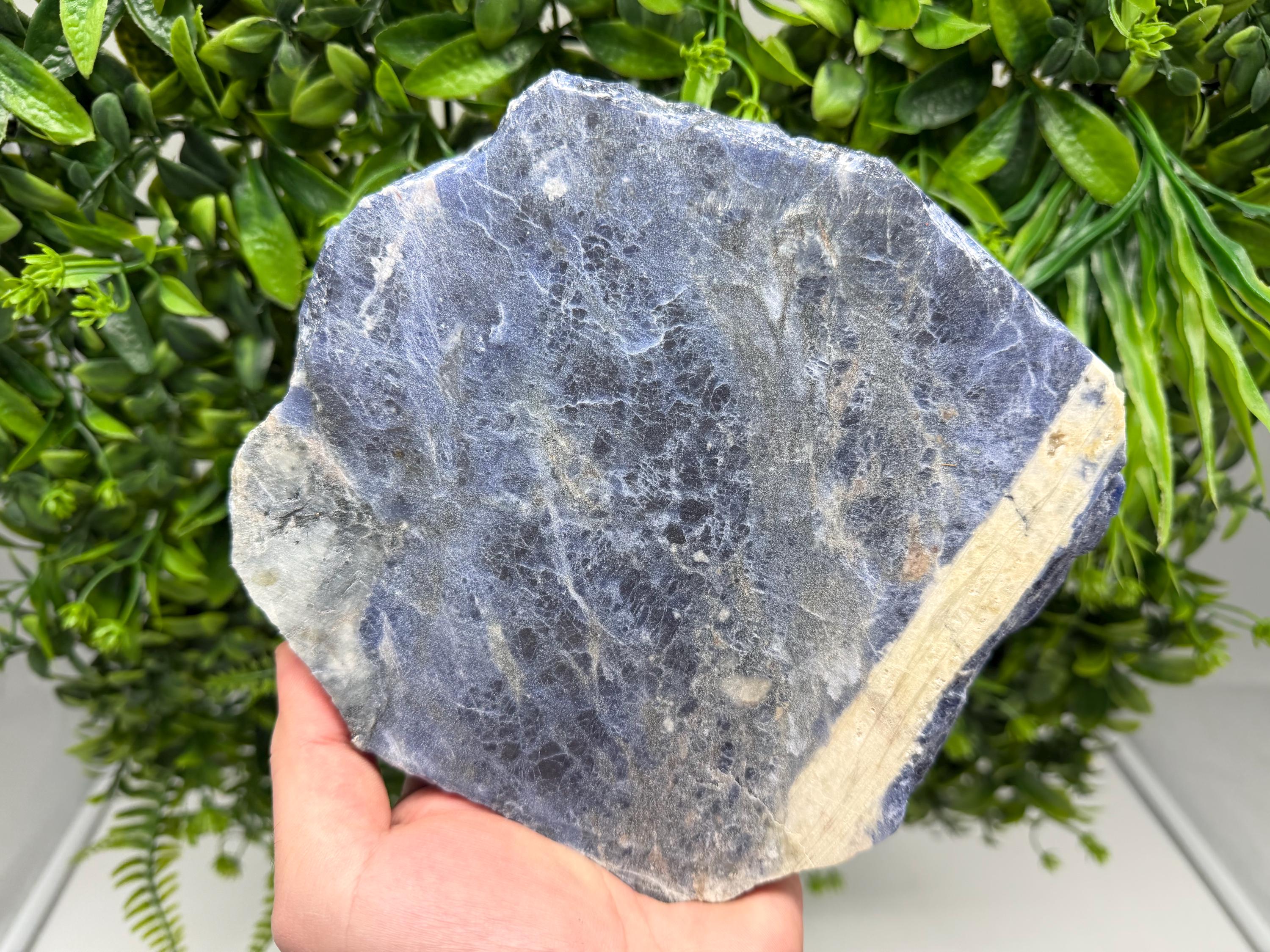 Polished Natural Sodalite Slice – Deep Blue Crystal Slab for Decor