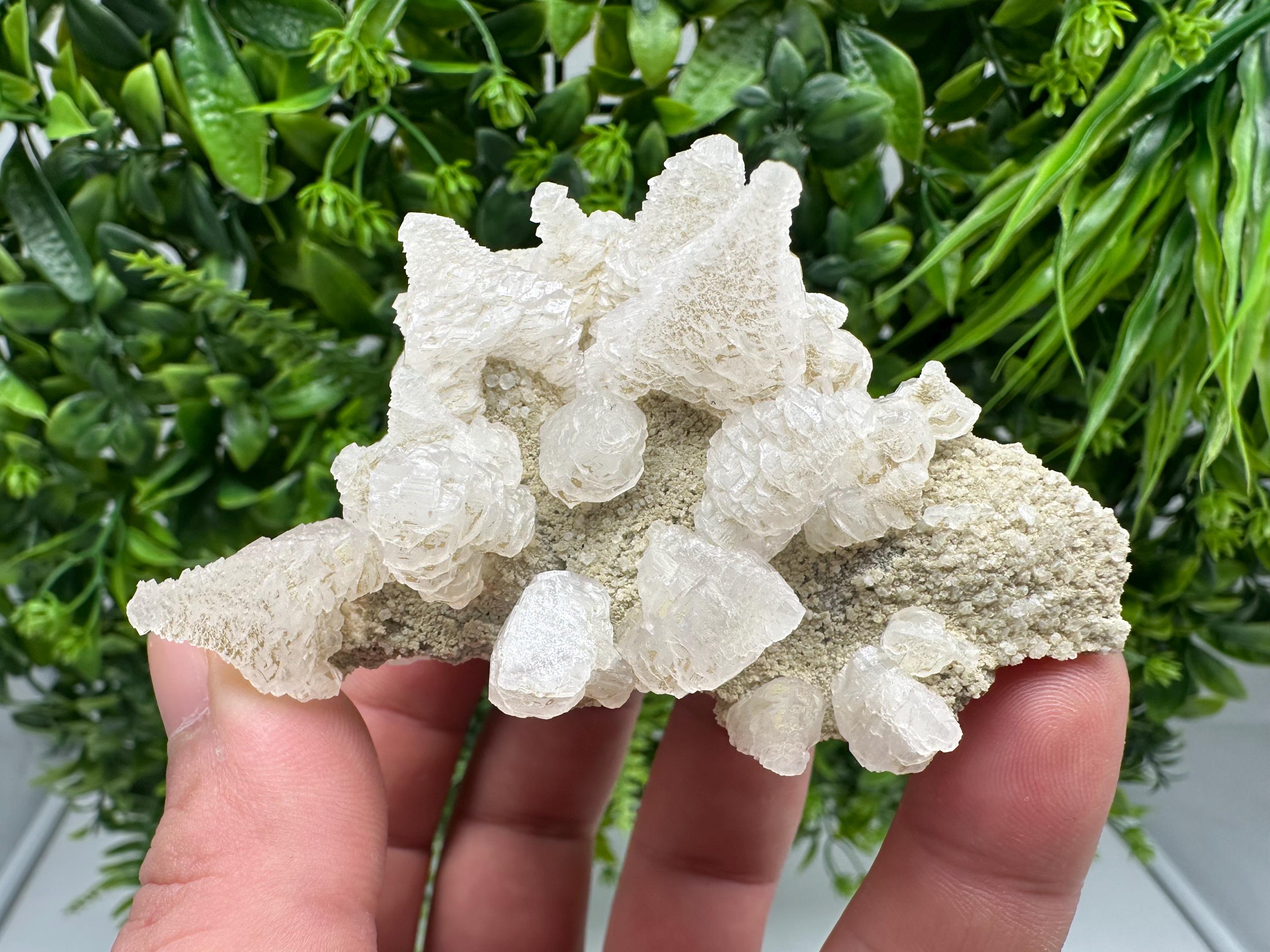 Calcite on Green Quartz: Laki Bulgaria Healing Crystal