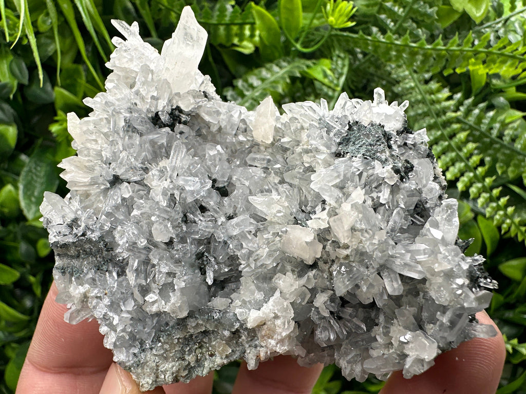 Calcite on Quartz Crystal: Borieva Mine, Bulgaria