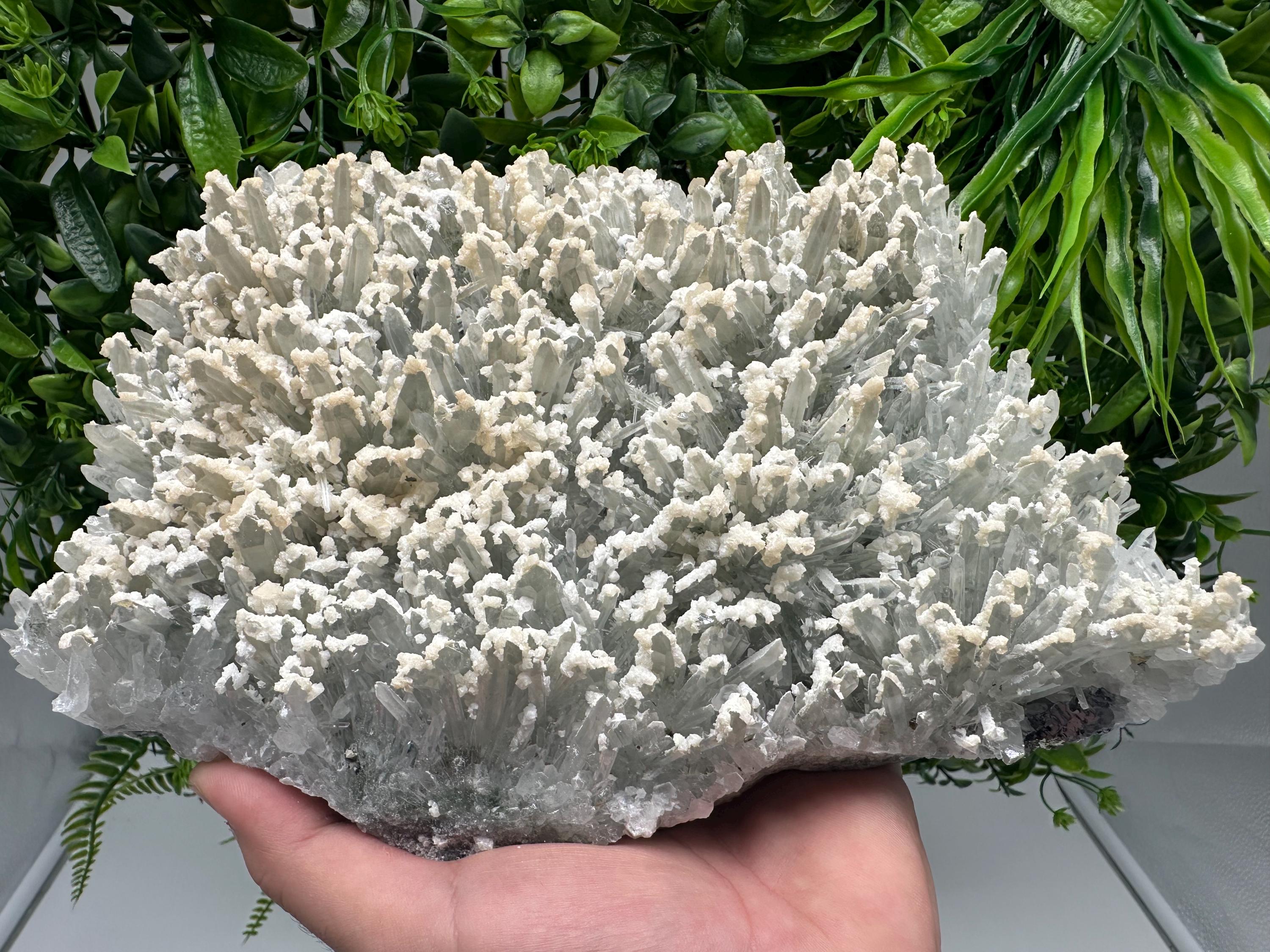 Quartz with Calcite Cluster: Krushev Dol Mine, Bulgaria