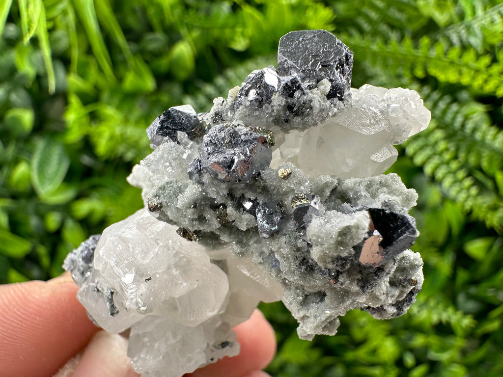 Galena Chalcopyrite on Calcite and Quartz, Borieva Bulgaria