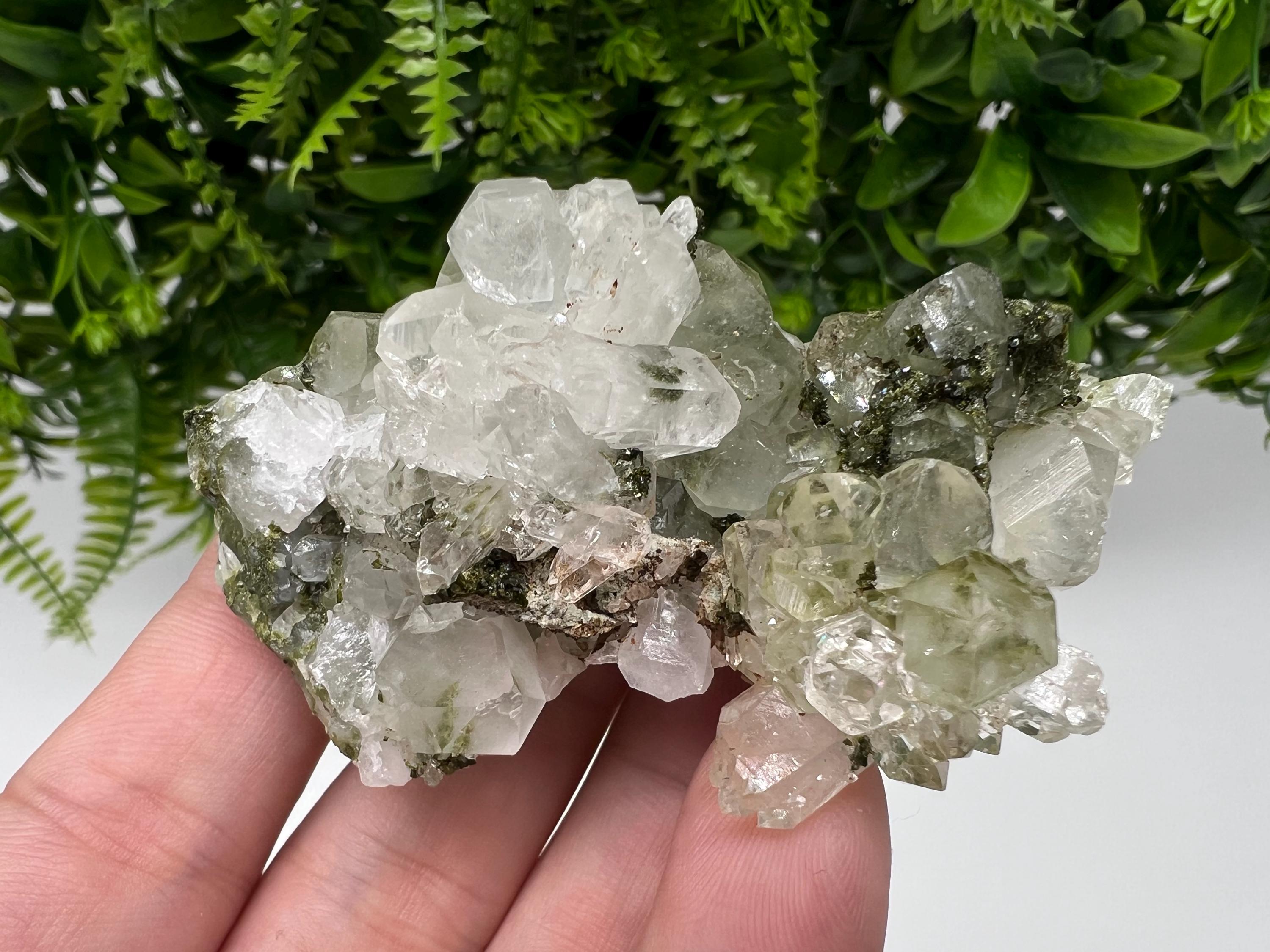 Green Epidote with Quartz Crystals - Extremely Sparkly with Rainbows,souvenirs collection stone,gift,decor, Eastern Anatolian, Turkey
