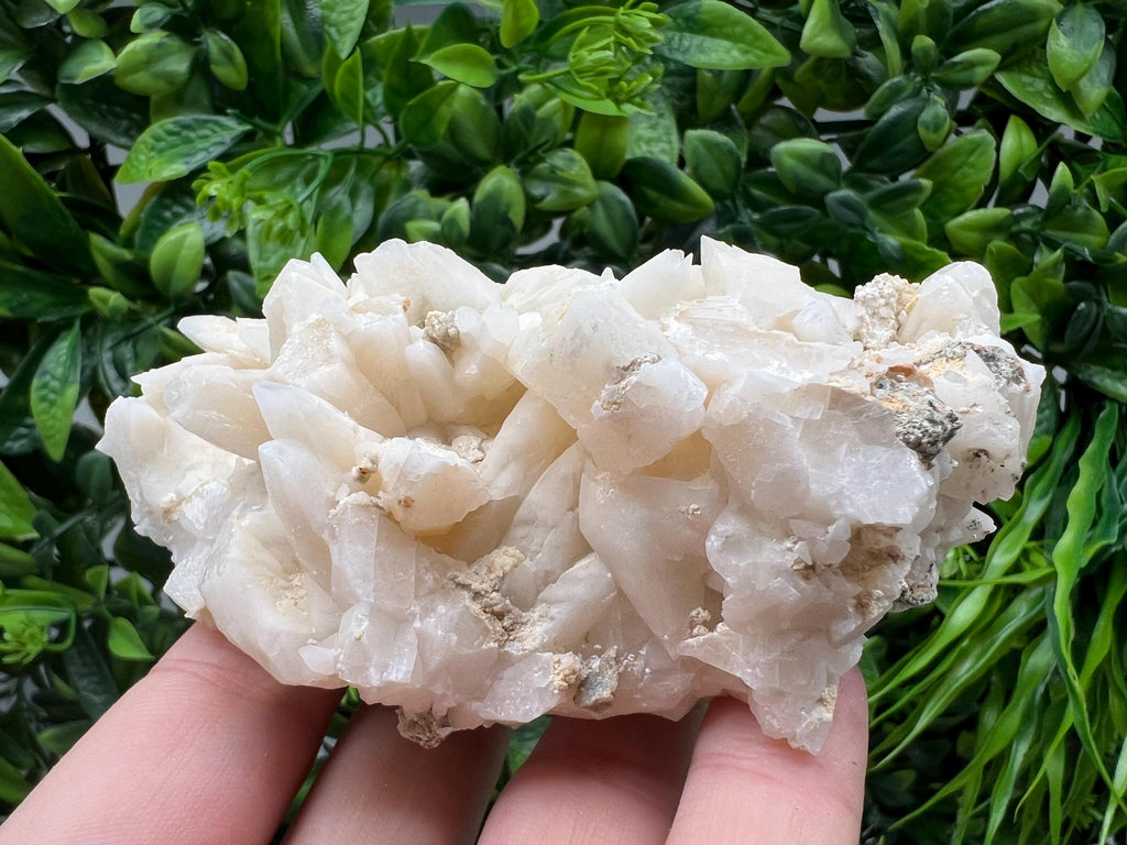 Calcite on Green Quartz: Djurcovo Mine, Bulgaria Healing Crystal
