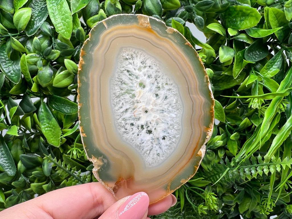 Large Polished Agate Slice: Spiritual Healing Crystal Coaster (11/7.5cm, 68 grams