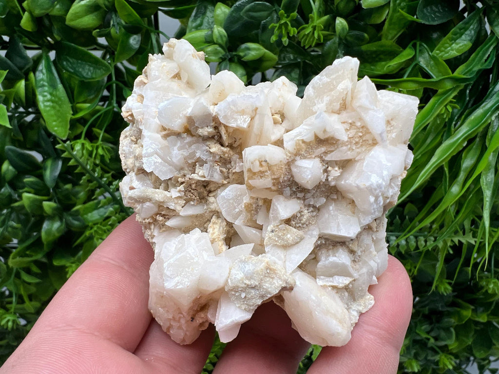 Calcite on Aragonite & Green Quartz: Djurcovo Mine, Bulgaria